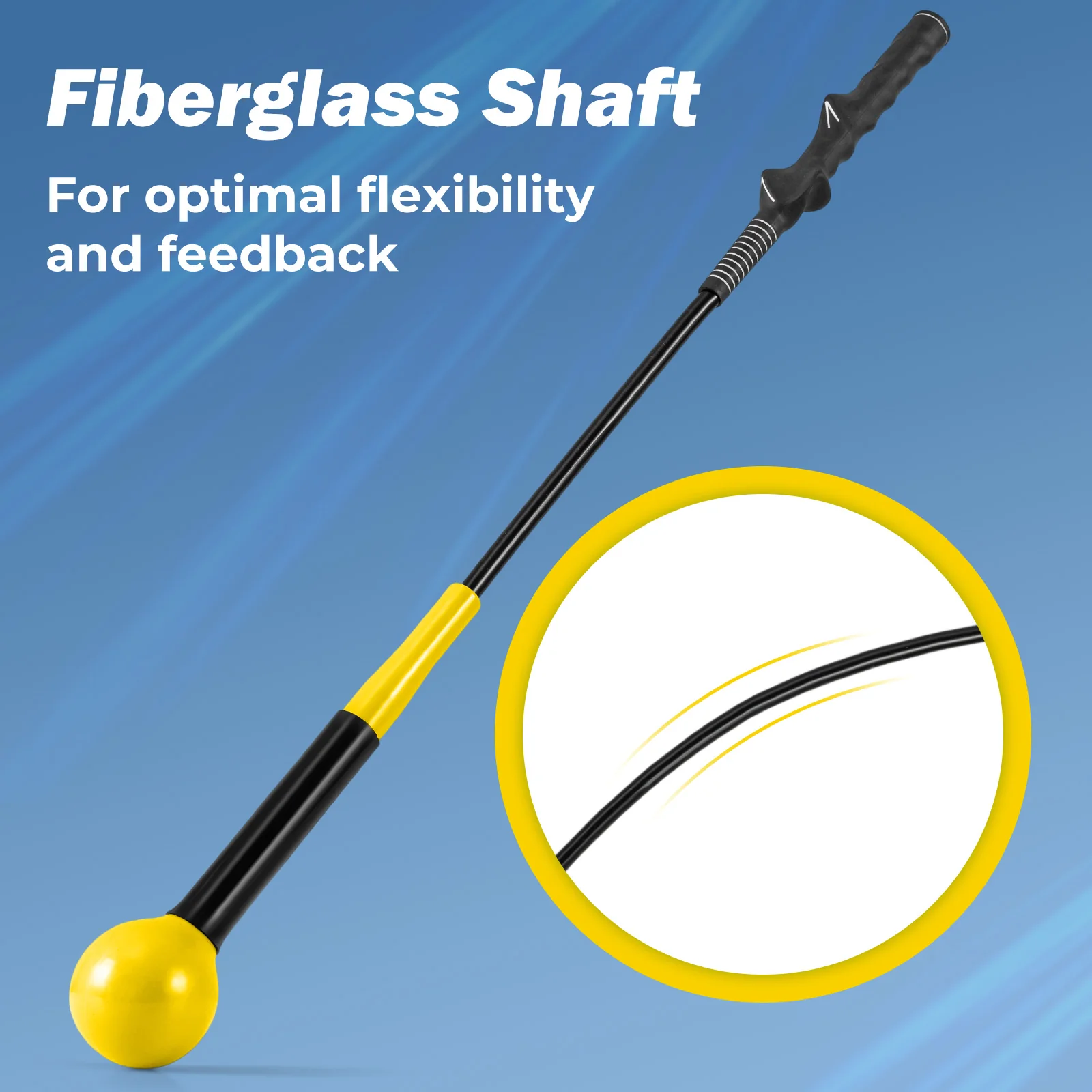 31.5 Inch Golf Swing Trainer Aid with Weighted Head for Grip Rhythm Balance, Yellow - Image 10