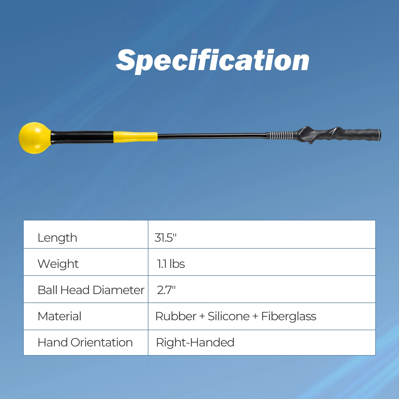 31.5 Inch Golf Swing Trainer Aid with Weighted Head for Grip Rhythm Balance, Yellow - Image 6