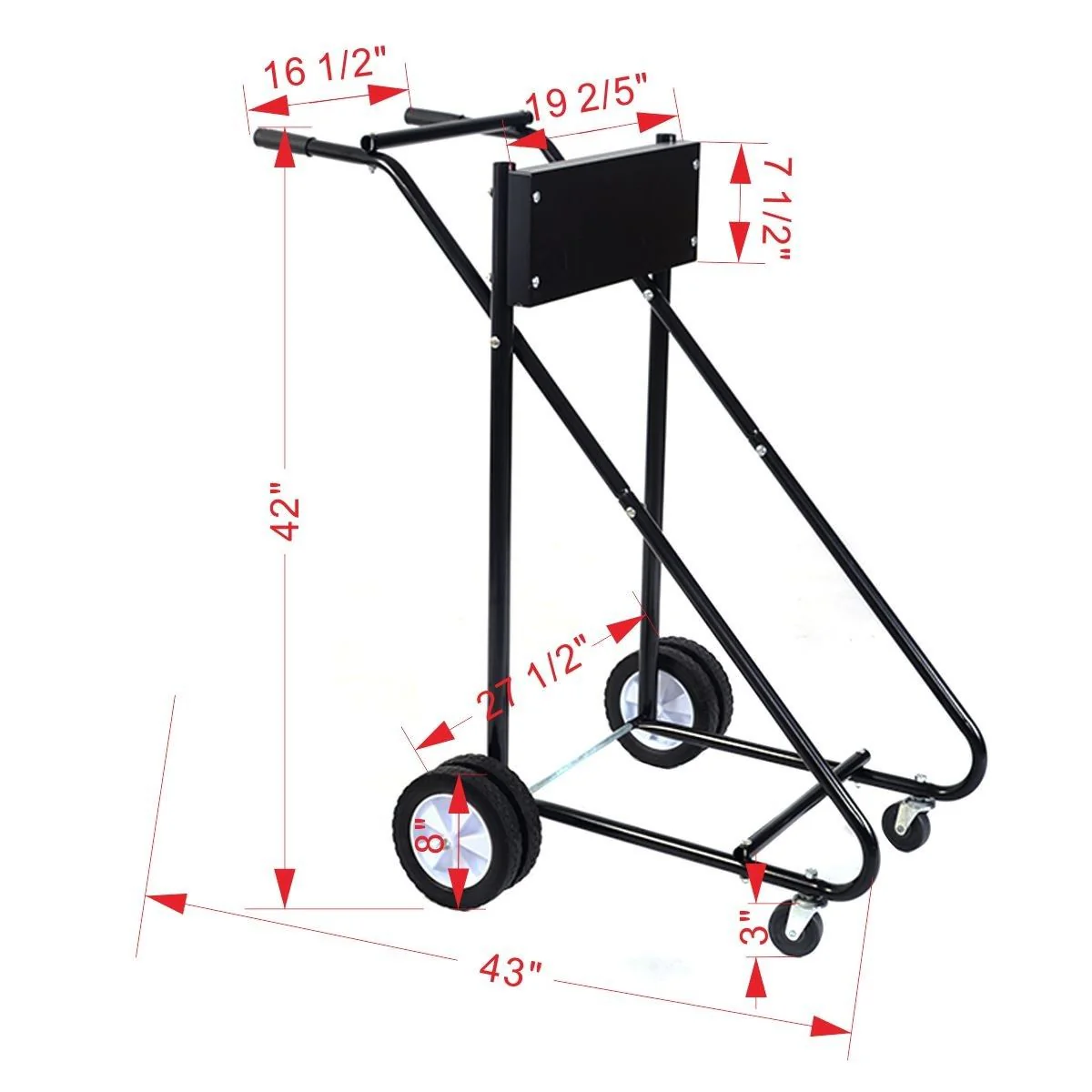 315 LBS Outboard Boat Motor Stand Carrier Cart Dolly Storage Pro Heavy Duty, Black - Image 5