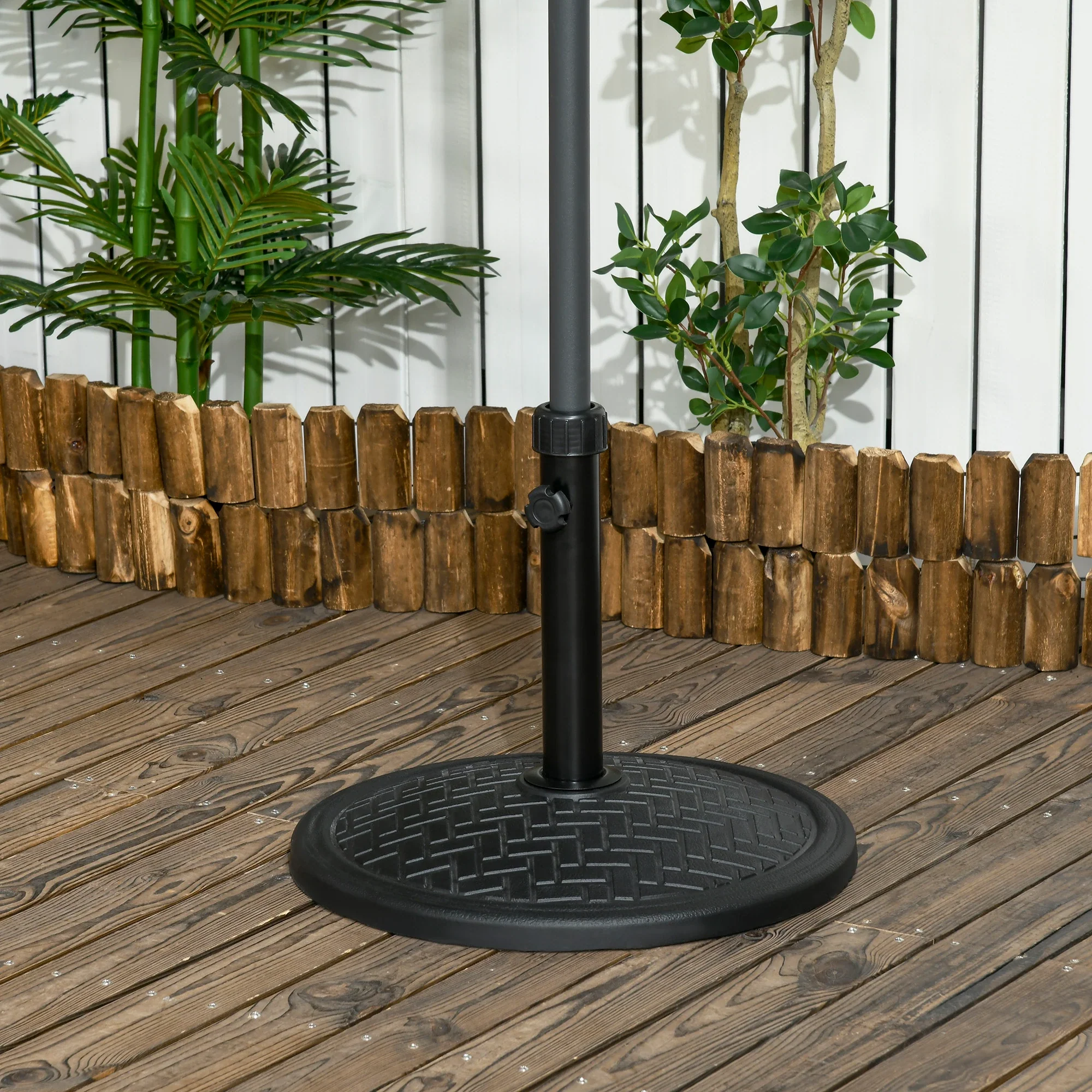 31lbs Concrete Umbrella Base, Round Outdoor Stand, Black - Image 2