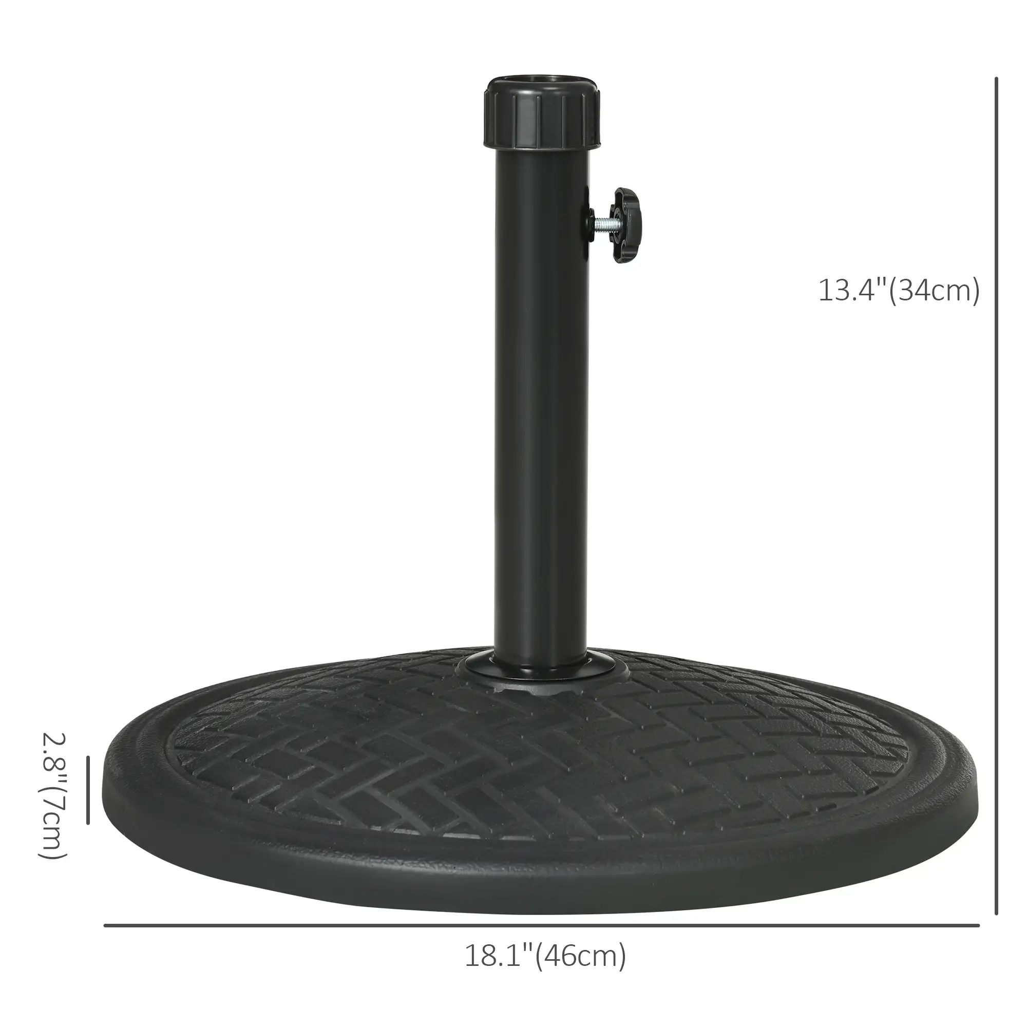 31lbs Concrete Umbrella Base, Round Outdoor Stand, Black - Image 3