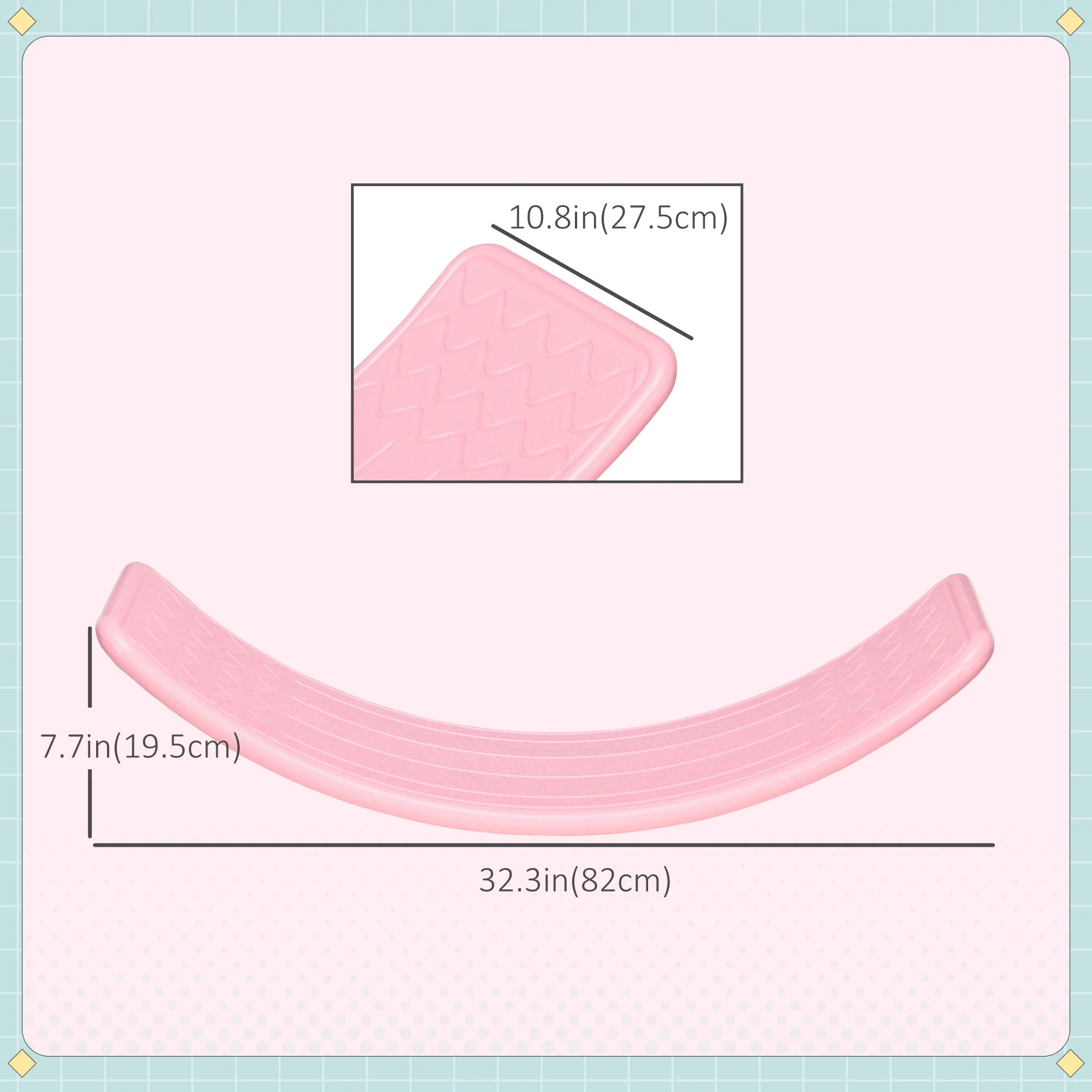 32.3" Balance Board, Wobble Board, Kids Rocker, Montessori Toy, Pink - Image 3