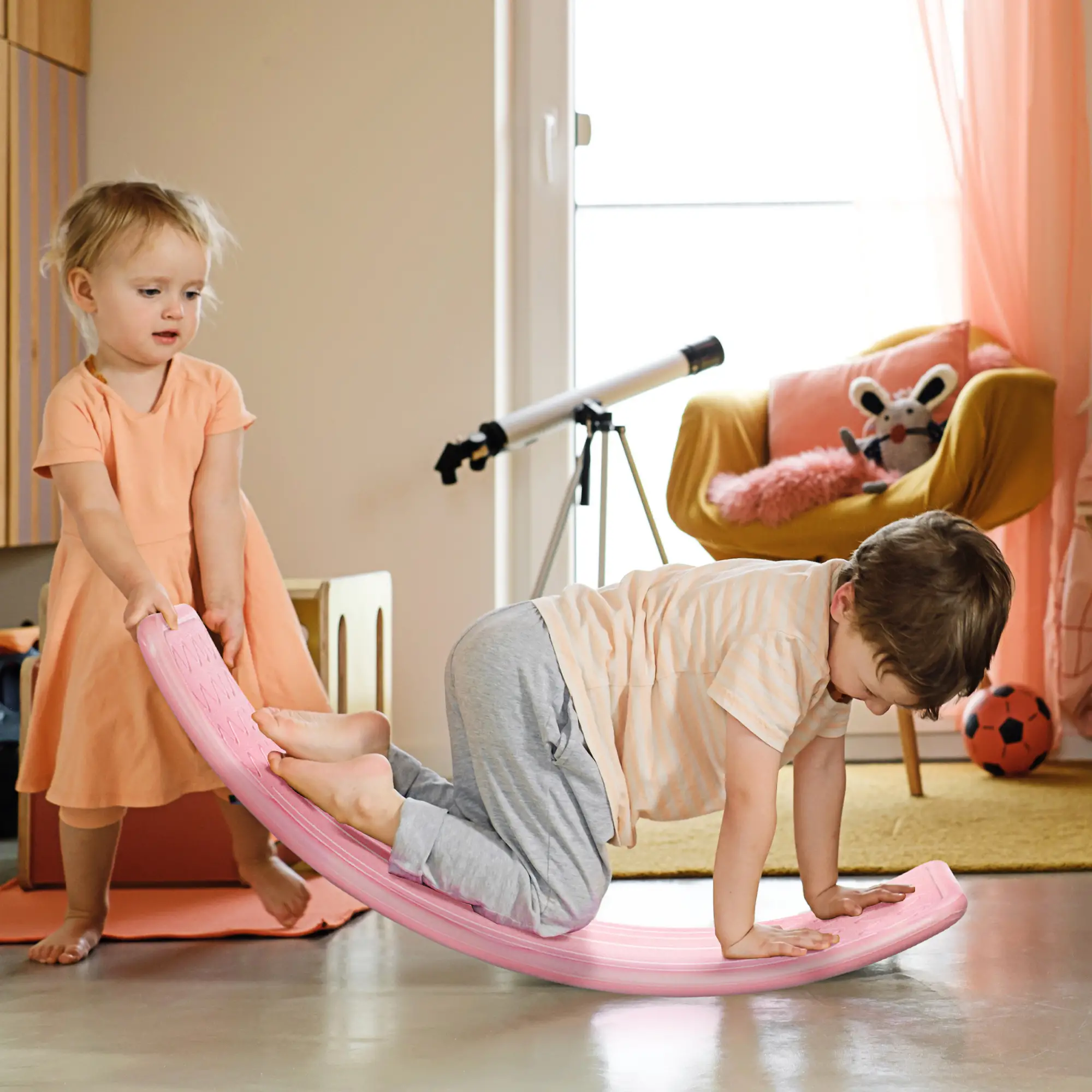 32.3" Balance Board, Wobble Board, Kids Rocker, Montessori Toy, Pink - Image 8
