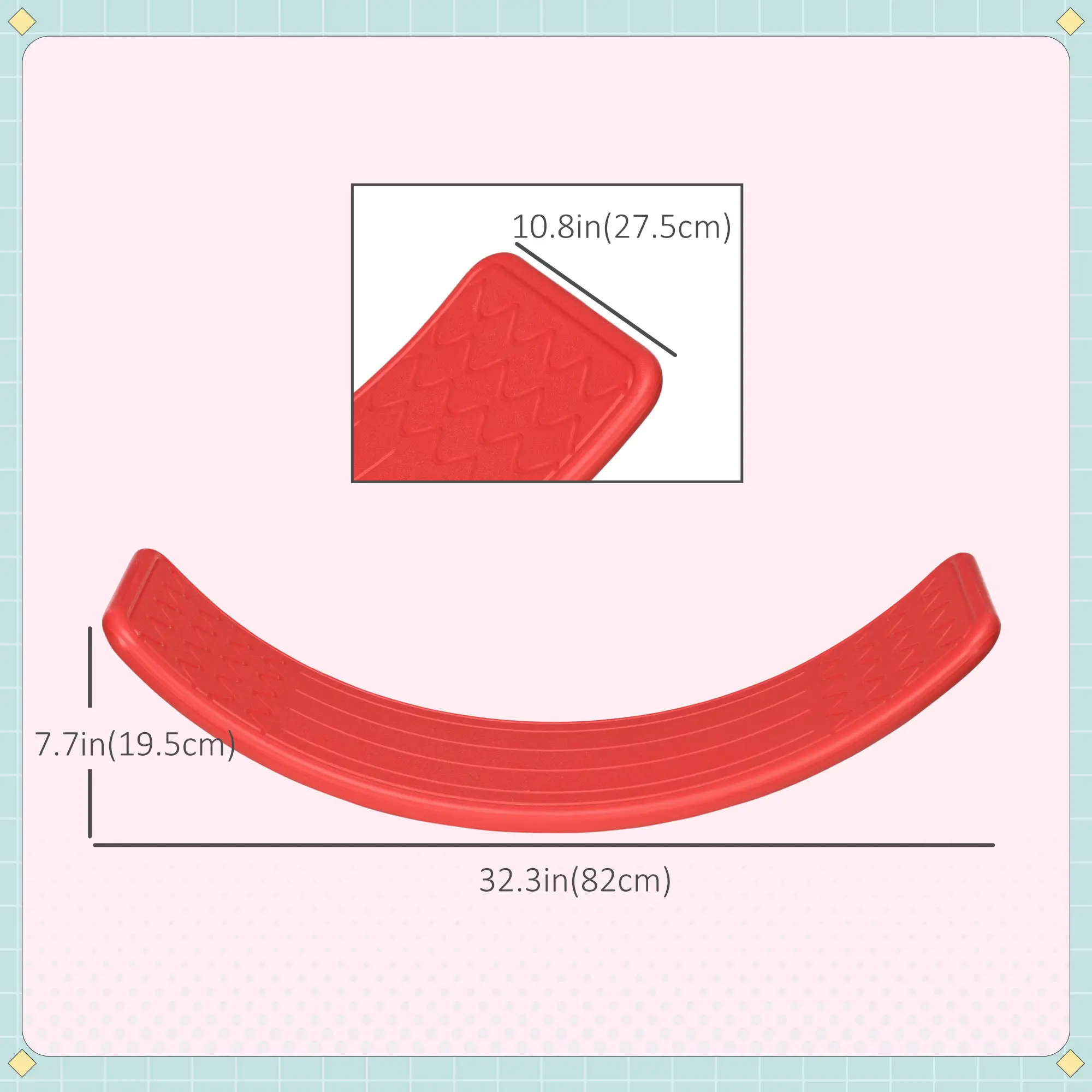 32.3" Balance Board, Wobble Board, Kids Rocker, Montessori Toy, Red - Image 3