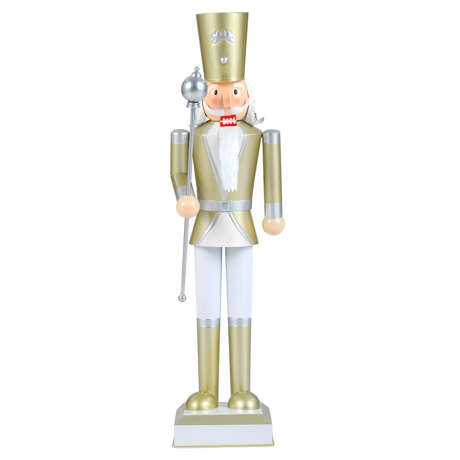 32.5 Inch Christmas Nutcracker, High Hat Scepter, White Golden