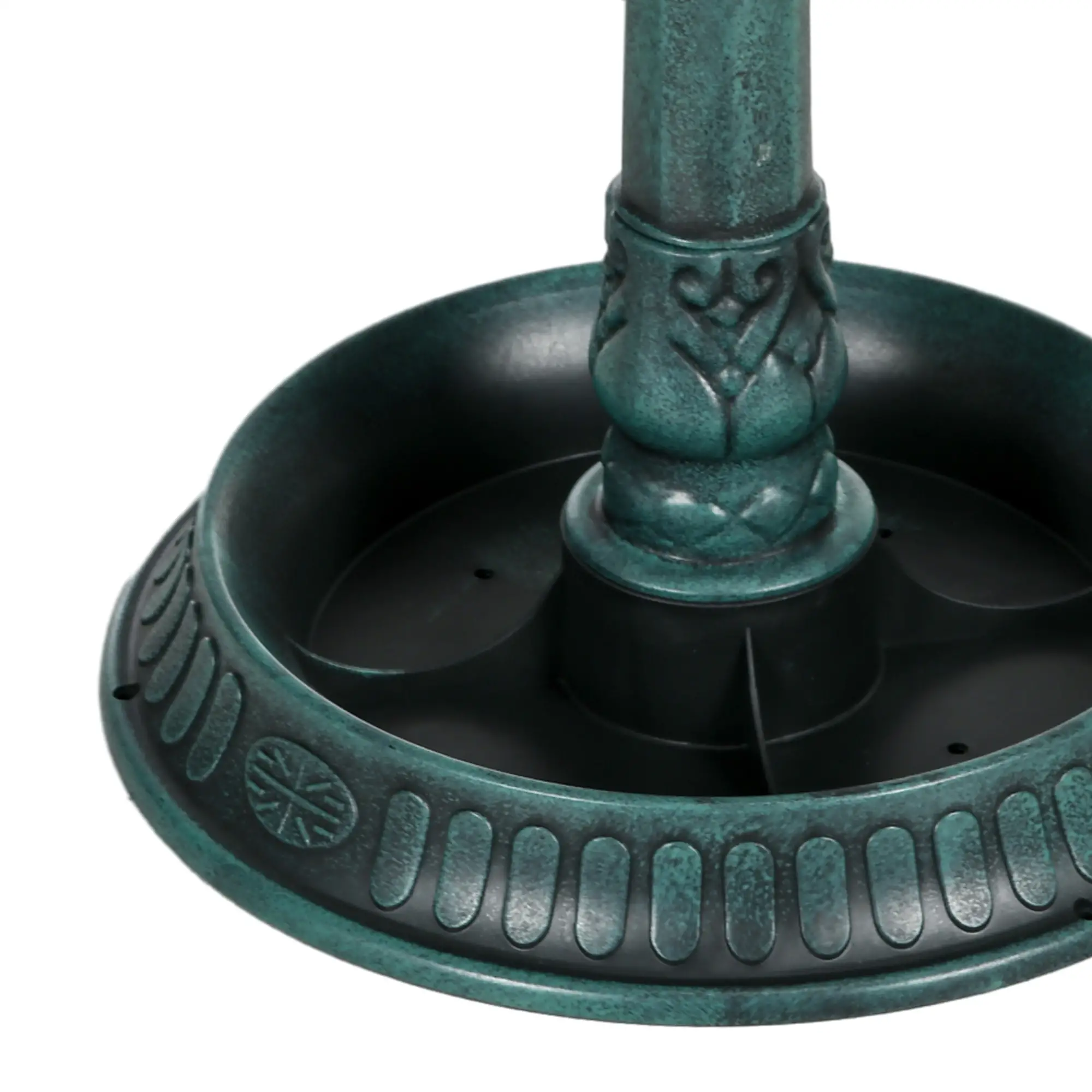 32" Bronze Green Bird Bath With Decorative Birds, Flower Planter Base, Bronze Green - Image 10