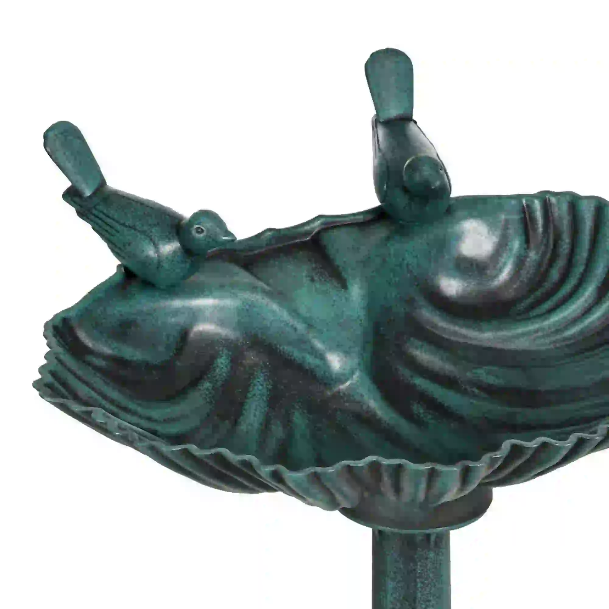 32" Bronze Green Bird Bath With Decorative Birds, Flower Planter Base, Bronze Green - Image 9