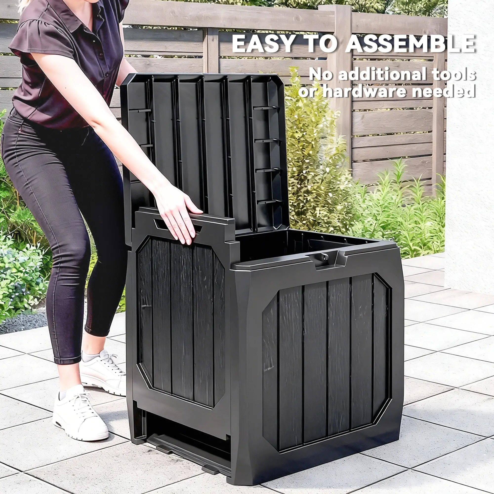 32 Gallon Deck Box, Resin Outdoor Storage, Waterproof UV Resistant - Image 4