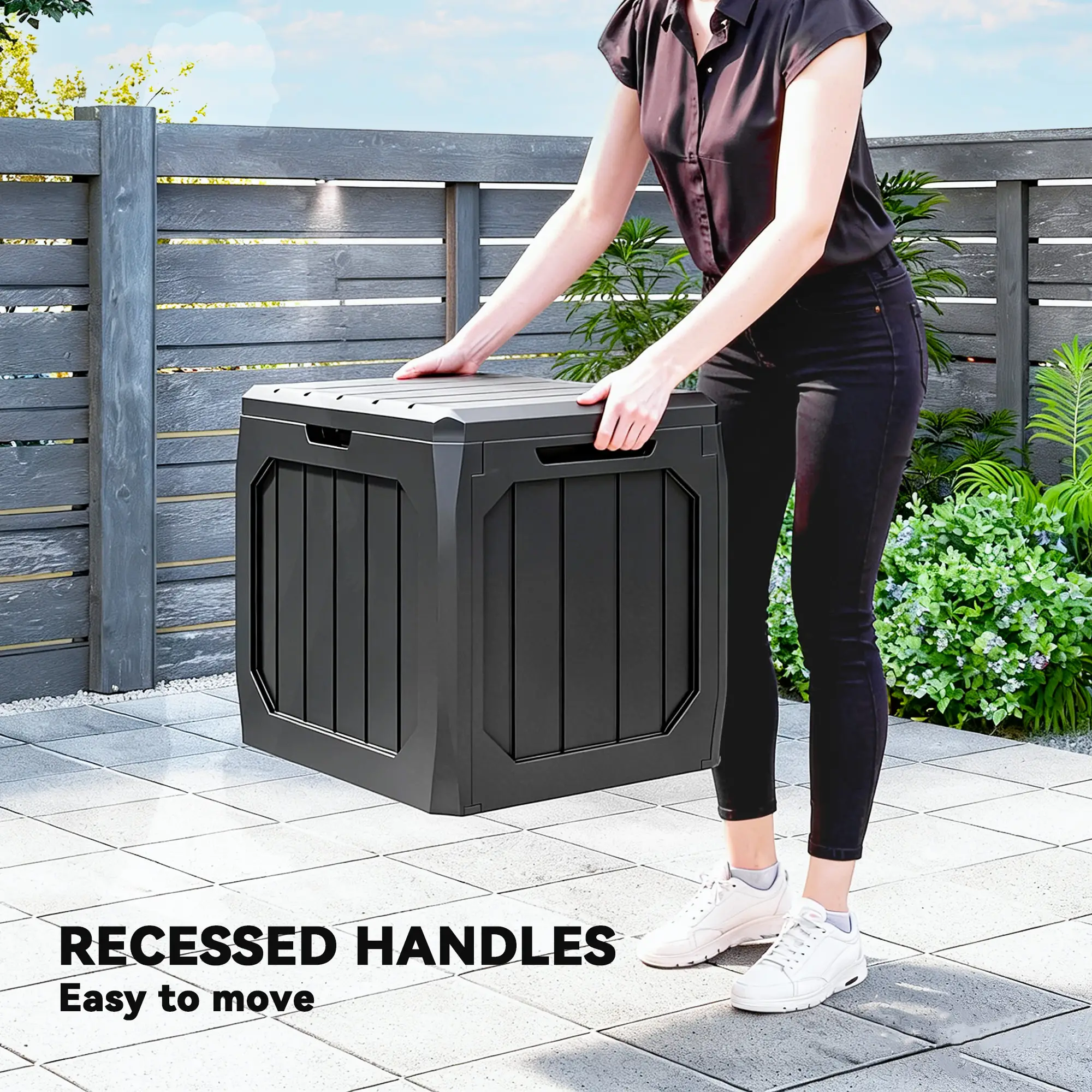 32 Gallon Deck Box, Resin Outdoor Storage, Waterproof UV Resistant - Image 5