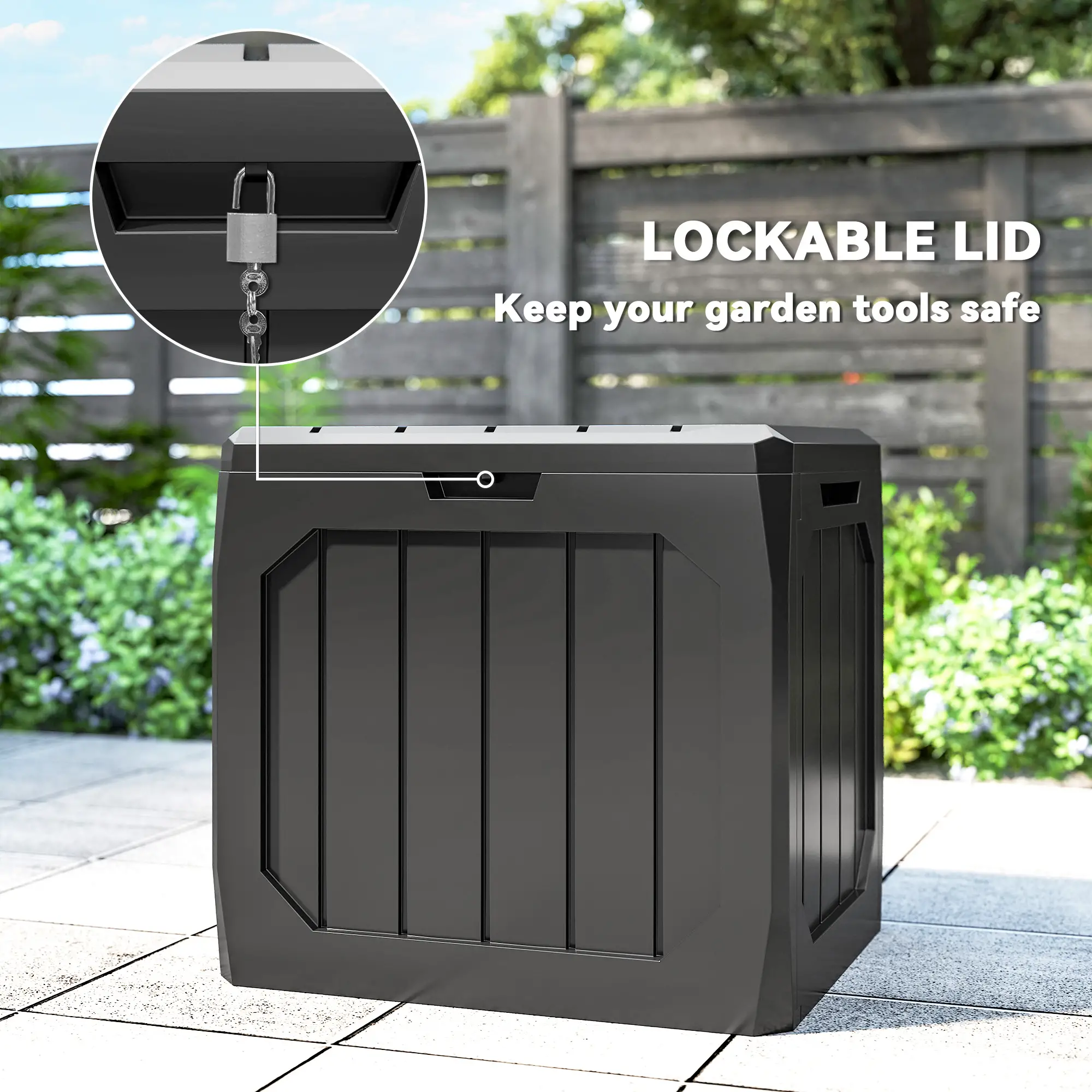 32 Gallon Deck Box, Resin Outdoor Storage, Waterproof UV Resistant - Image 6