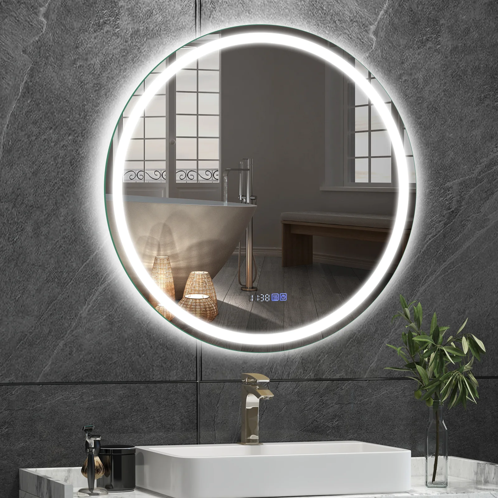 32 Inch Anti-Fog Bathroom Mirror With LED Lights, 3-Color - Image 2