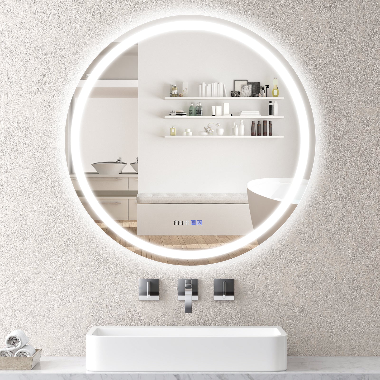 32 Inch Anti-Fog Bathroom Mirror With LED Lights, 3-Color - Image 3