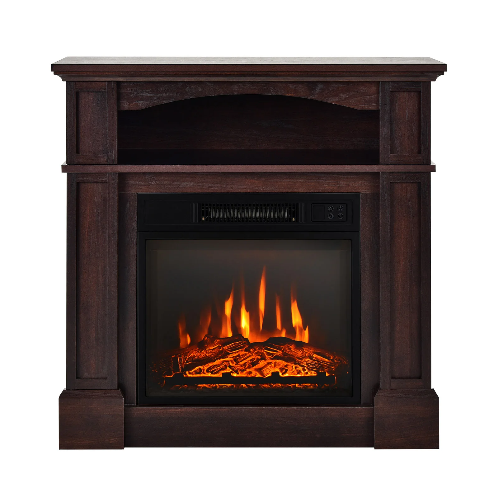 32 Inch Electric TV Stand Fireplace With Shelf, Natural