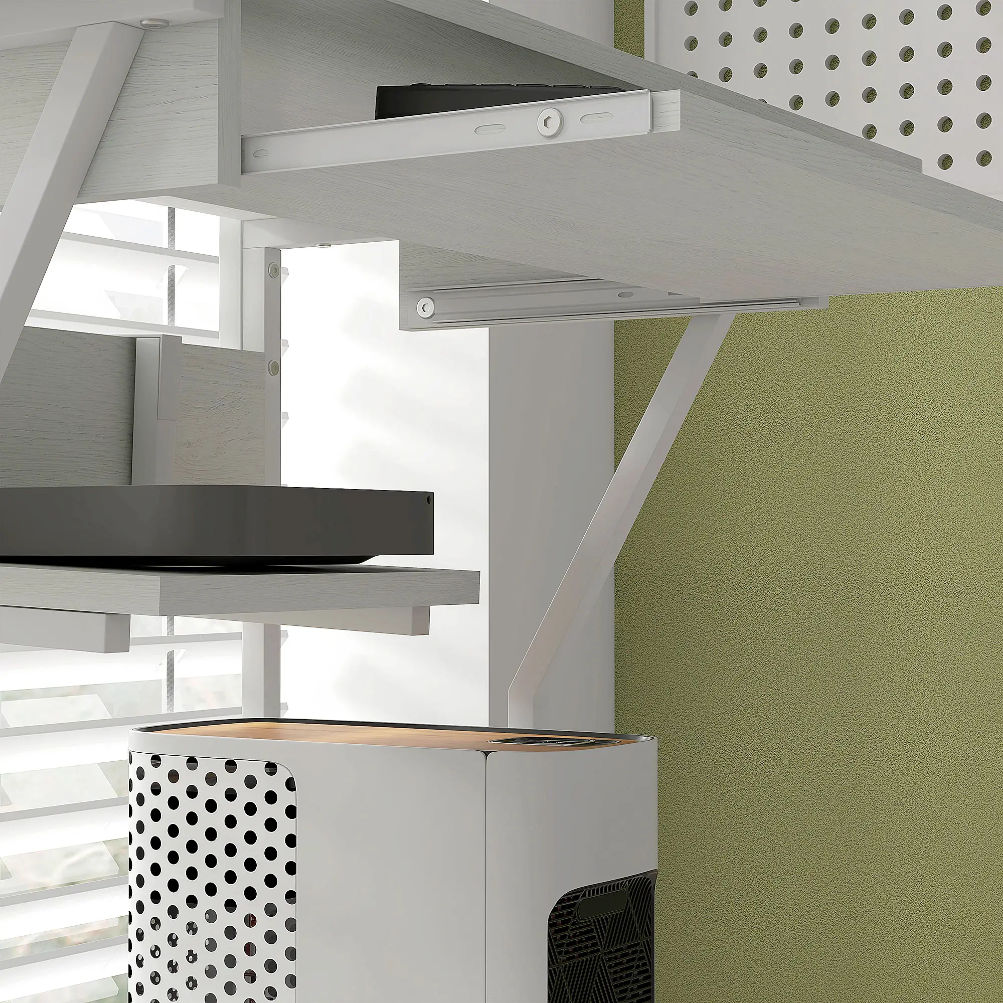 32" Mobile Computer Table, Rolling Study Desk with Keyboard Tray, White - Image 10