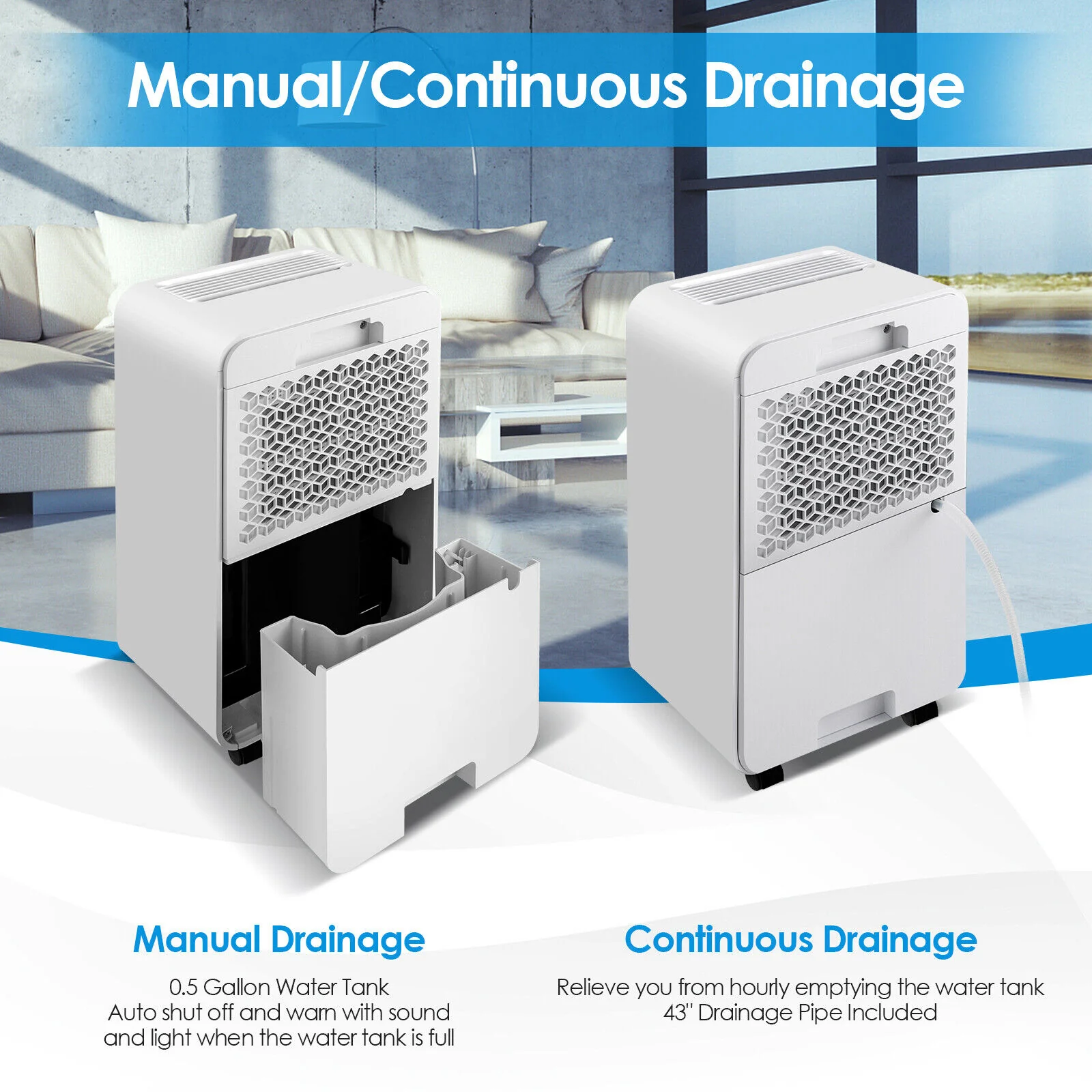 32 Pints 2000 Sq. Ft Dehumidifier, Digital Display, White - Image 10