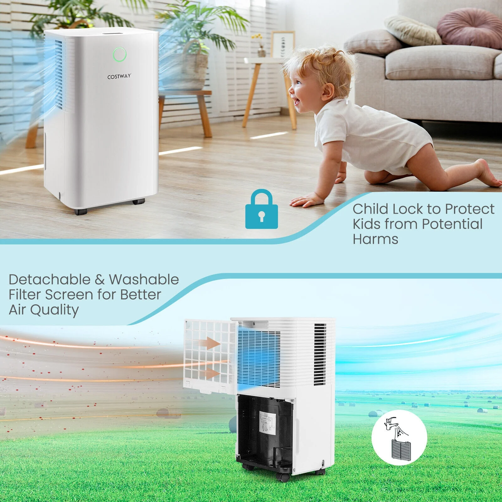 32 Pints Dehumidifier, 1750 Sq. Ft, Auto Defrost, 24H Timer, White - Image 6