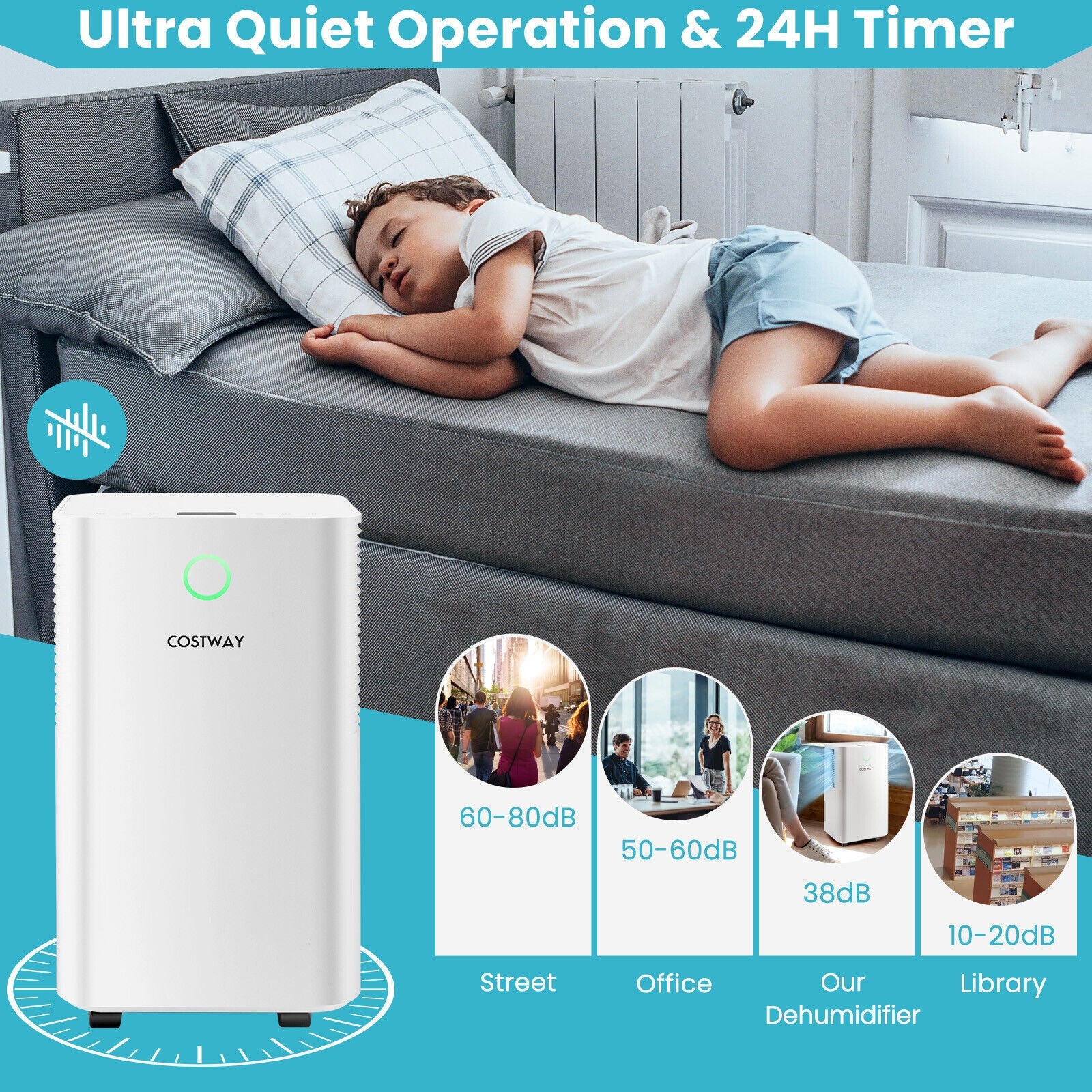 32 Pints Dehumidifier, 1750 Sq. Ft, Auto Defrost, 24H Timer, White - Image 9
