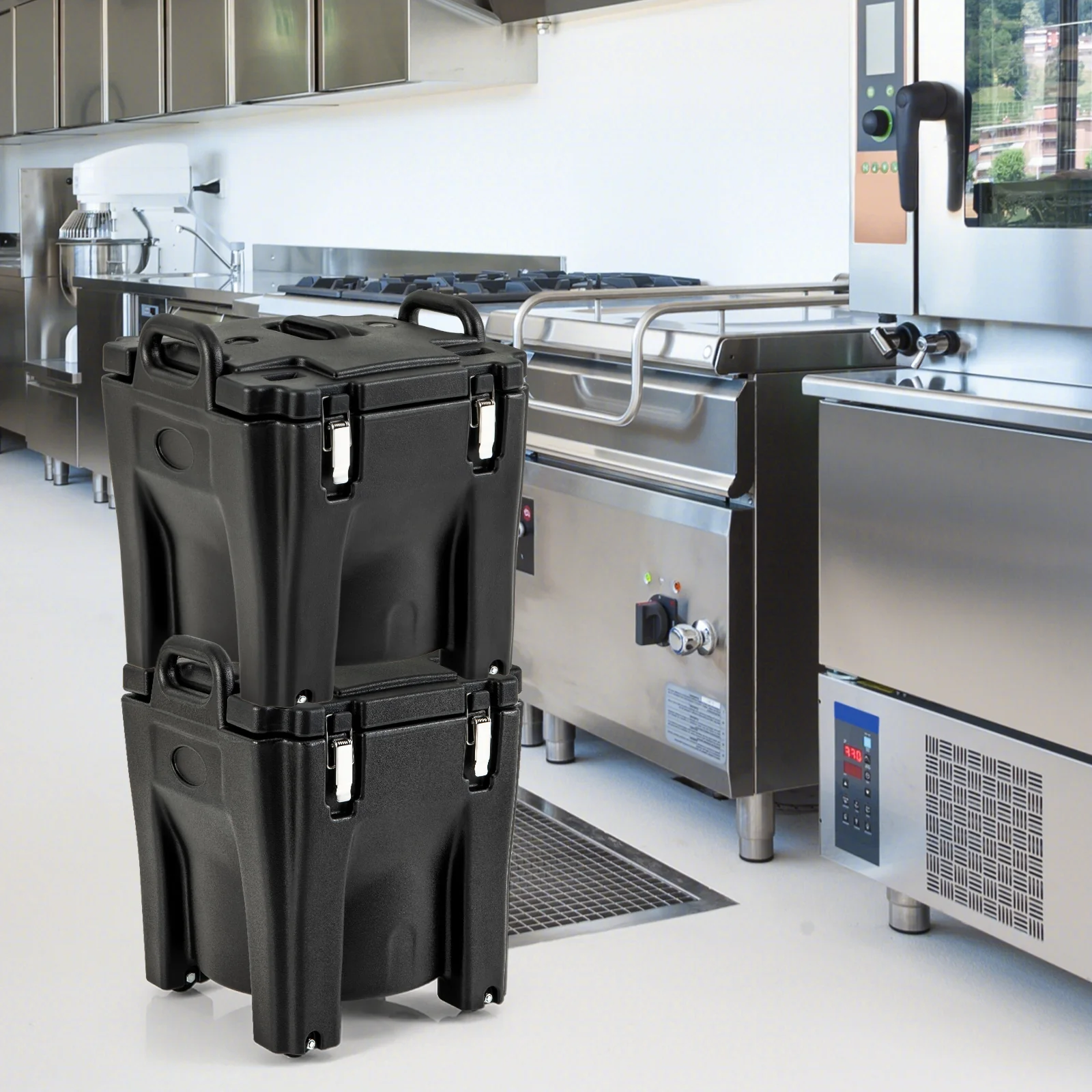 32 QT Portable Insulated Food Carrier, Stainless Steel Barrel, Black - Image 7