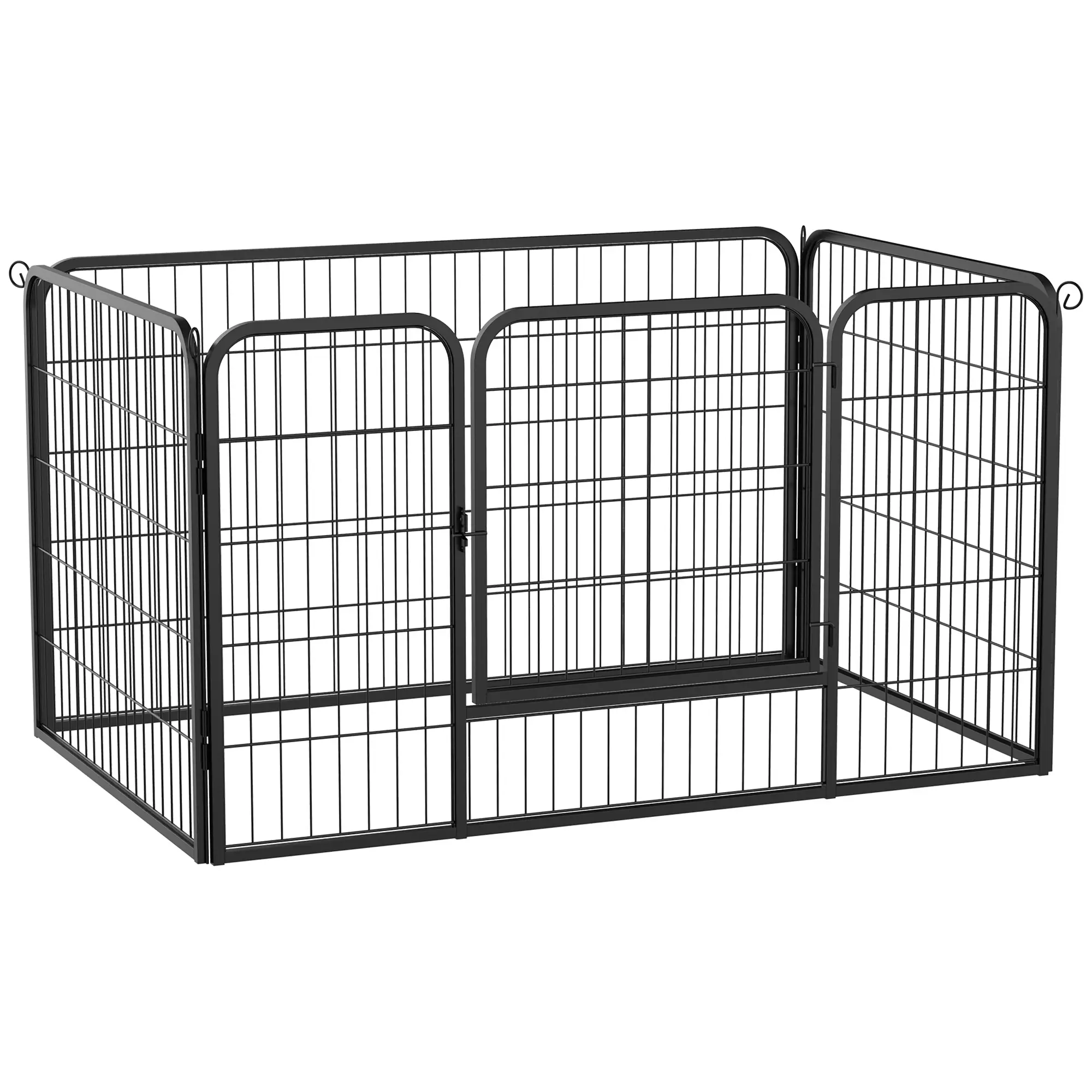 32"W 4-Panel Metal Dog Playpen, Indoor Outdoor Pet Fence, Black