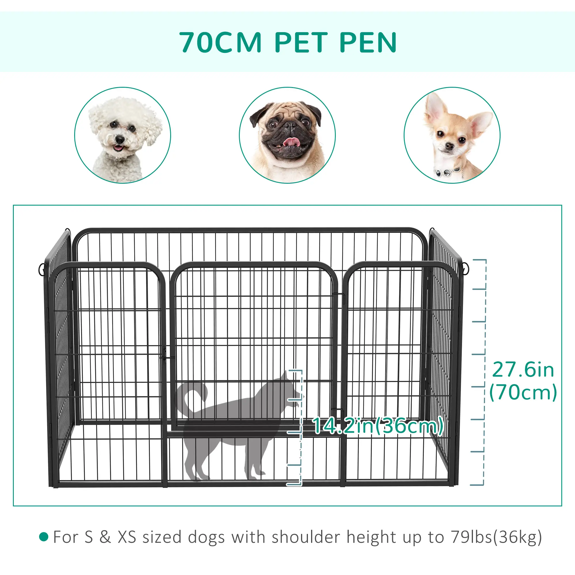 32"W 4-Panel Metal Dog Playpen, Indoor Outdoor Pet Fence, Black - Image 5
