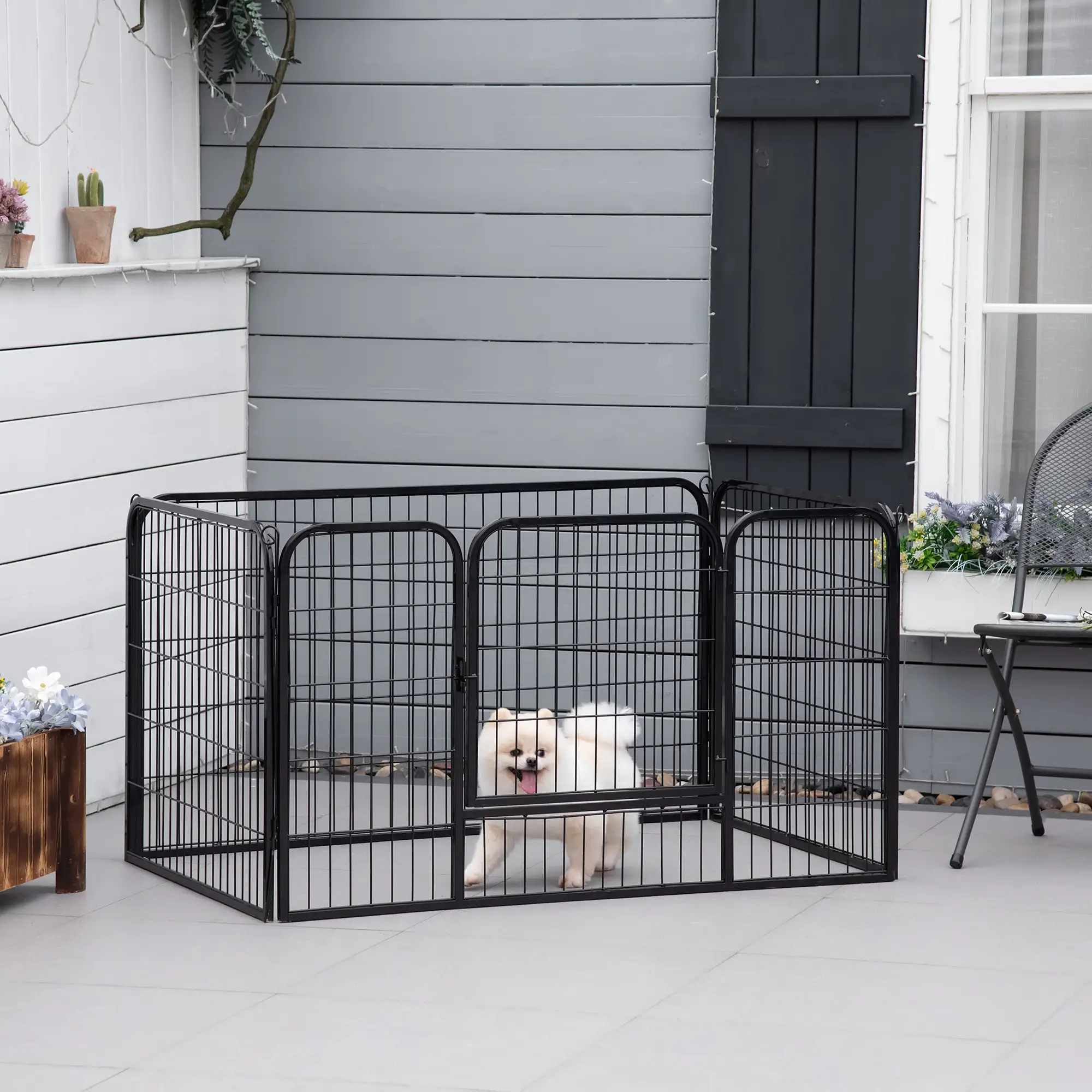 32"W 4-Panel Metal Dog Playpen, Indoor Outdoor Pet Fence, Black - Image 7
