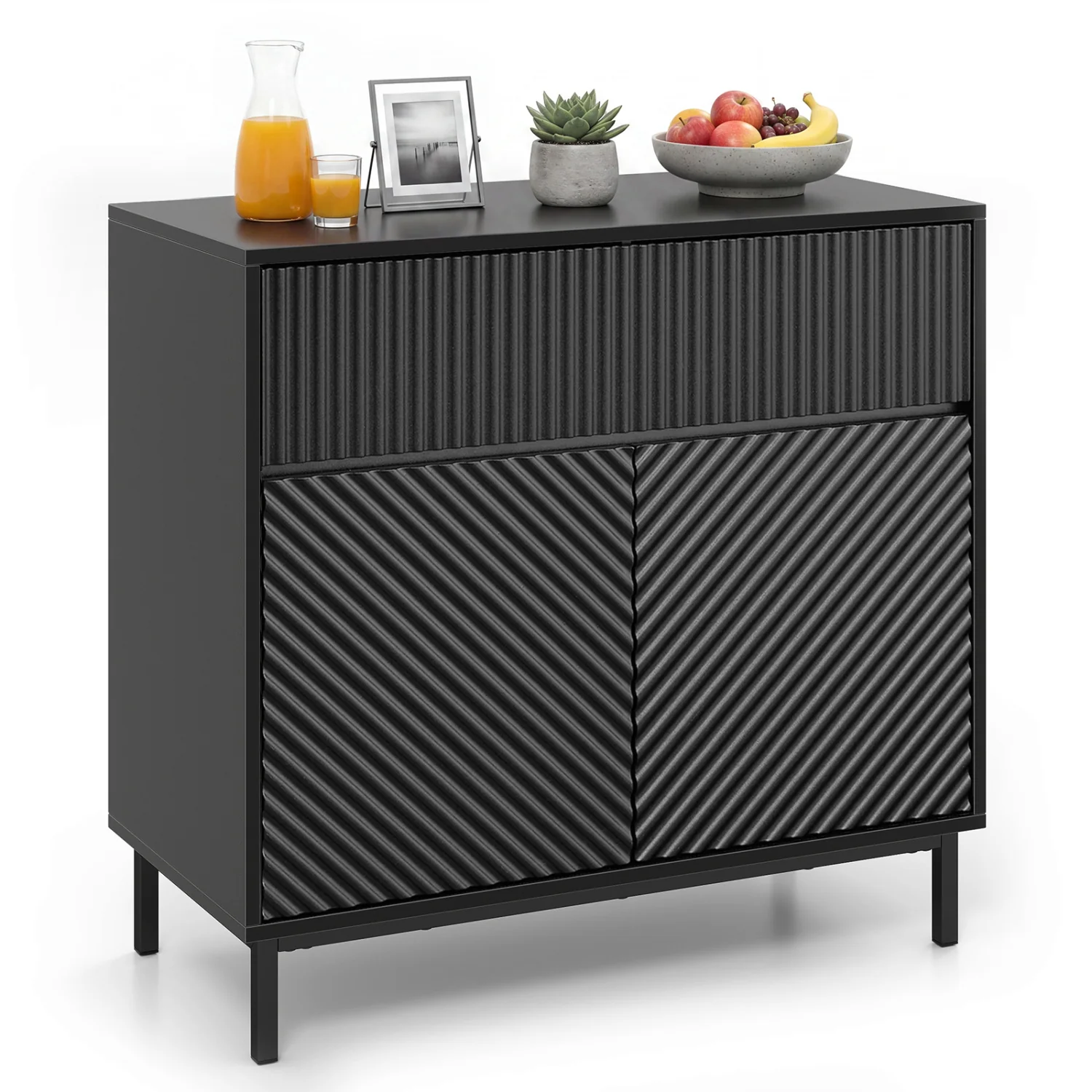 32" Wide Buffet Cabinet, 2 Doors, 1 Drawer, Black - Image 4