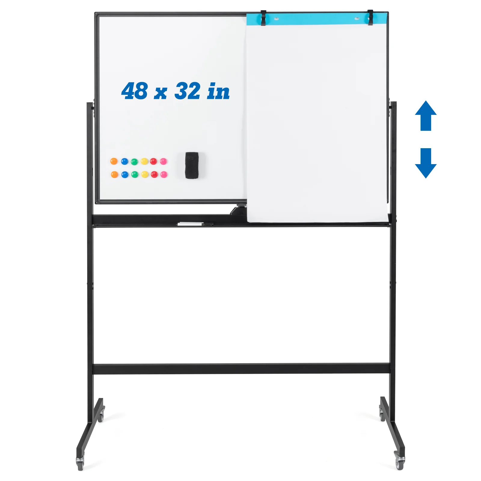 32 x 47 Inch Portable Rolling Board, White, Black - Image 5
