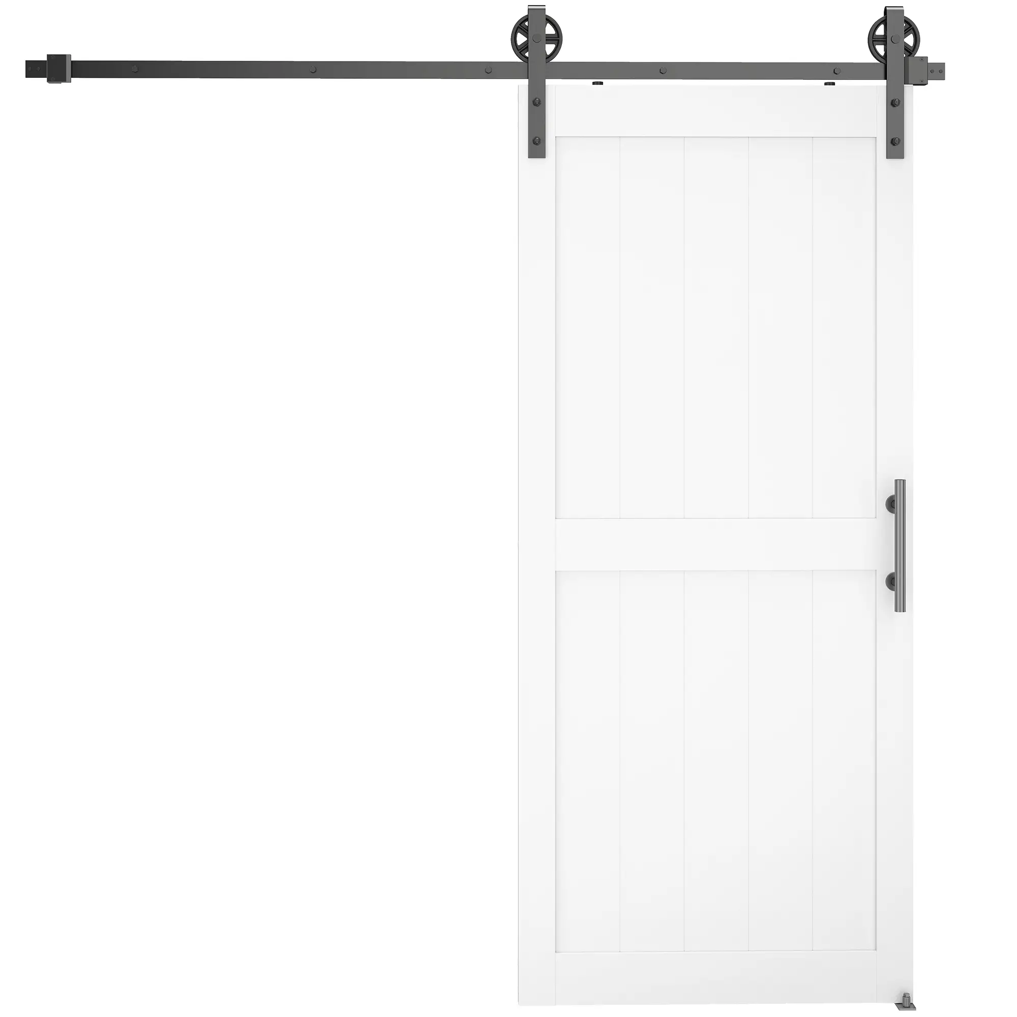 32inx84in Barn Door, Sliding Hardware Kit, Upgraded Rollers, White