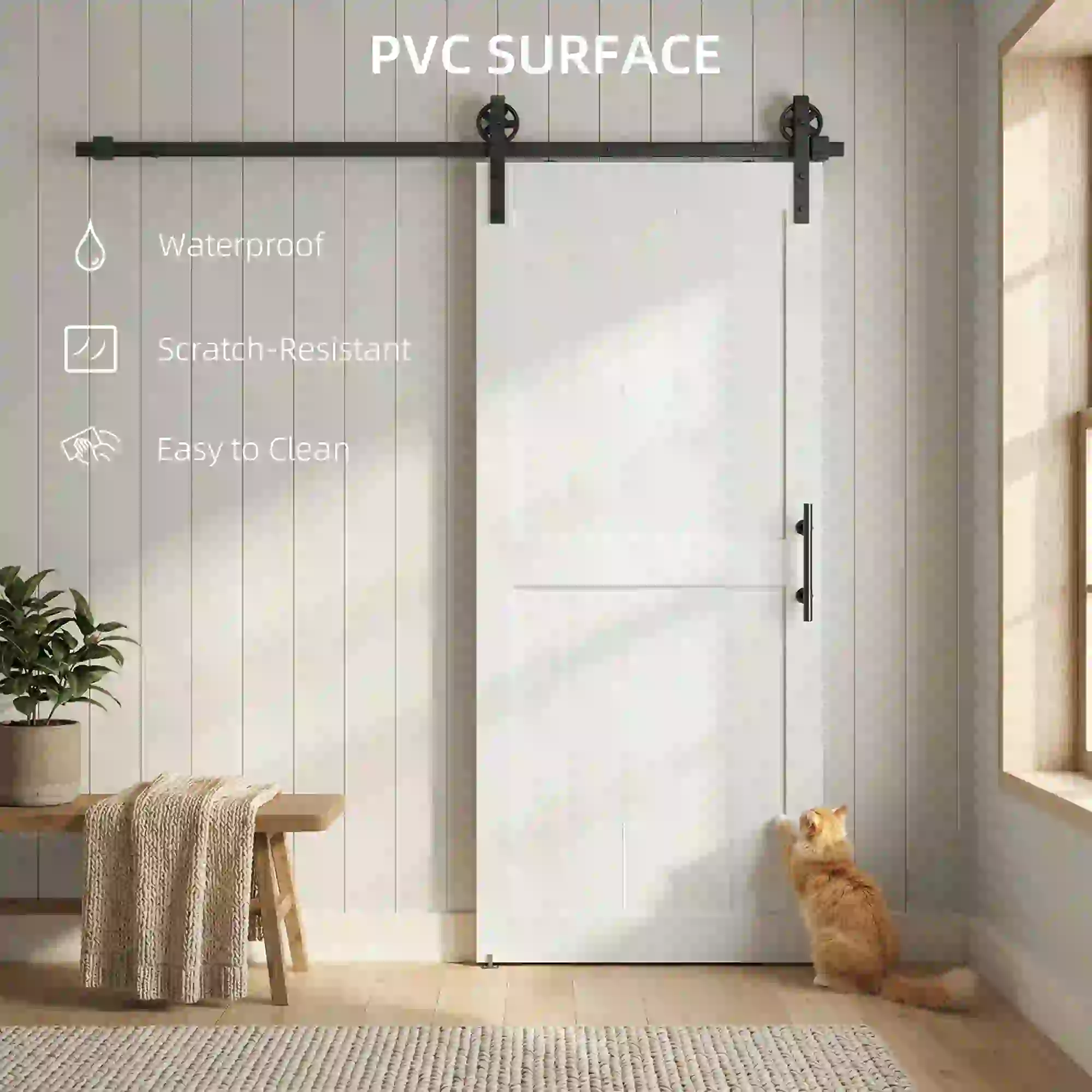 32inx84in Barn Door, Sliding Hardware Kit, Upgraded Rollers, White - Image 4
