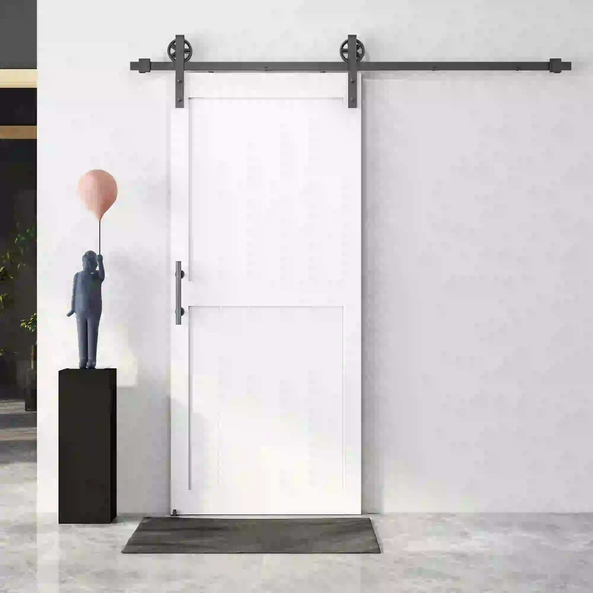 32inx84in Barn Door, Sliding Hardware Kit, Upgraded Rollers, White - Image 9