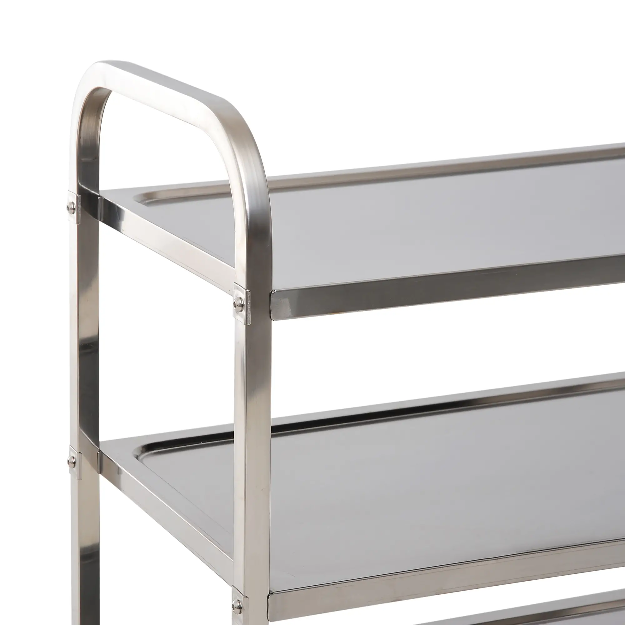 33" 3-Tier Kitchen Trolley, Stainless Steel, Wheeled Storage Cart, 330LBS - Image 9
