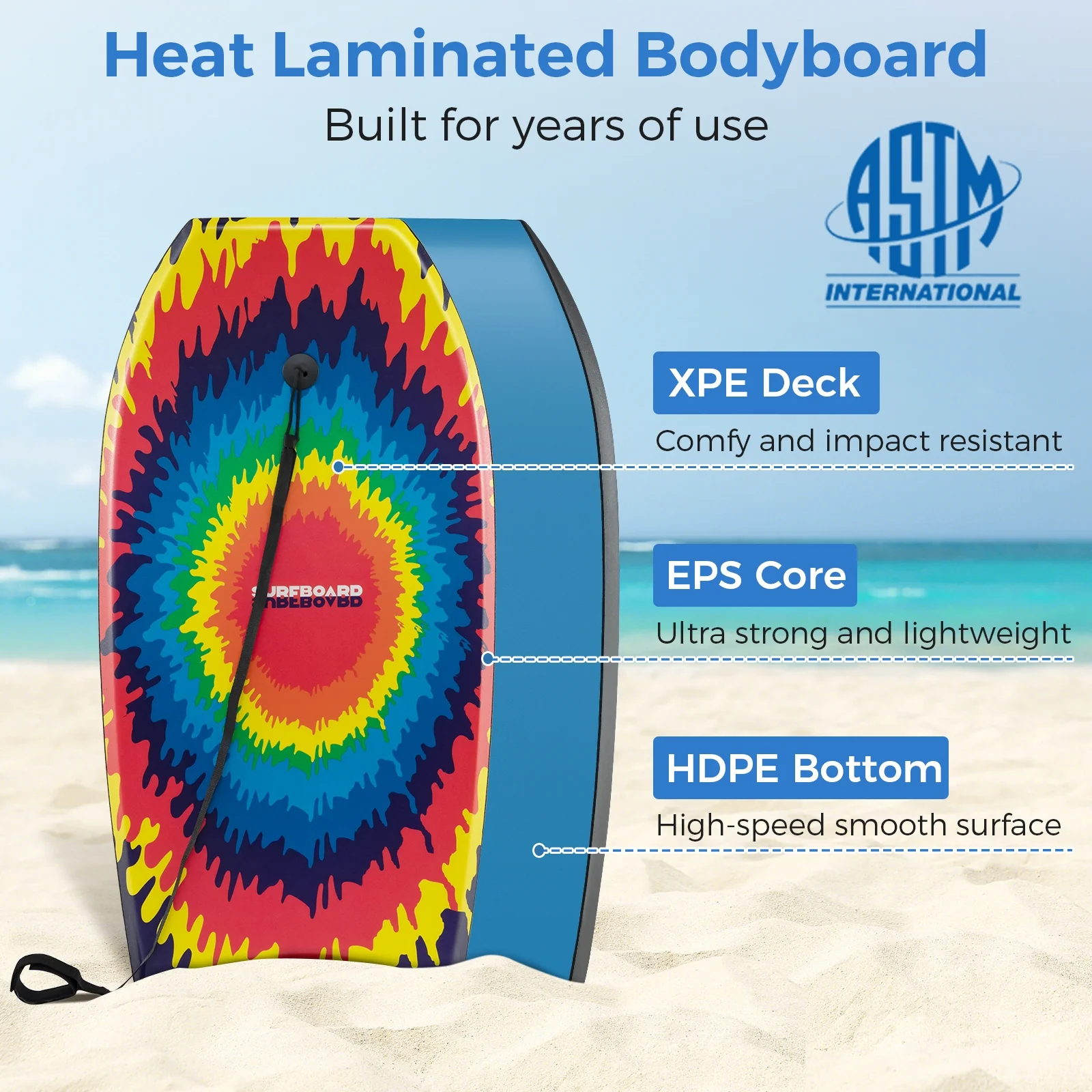 33/37/41 Inch Lightweight Body Board, EPS Core, Multicolor - Image 8