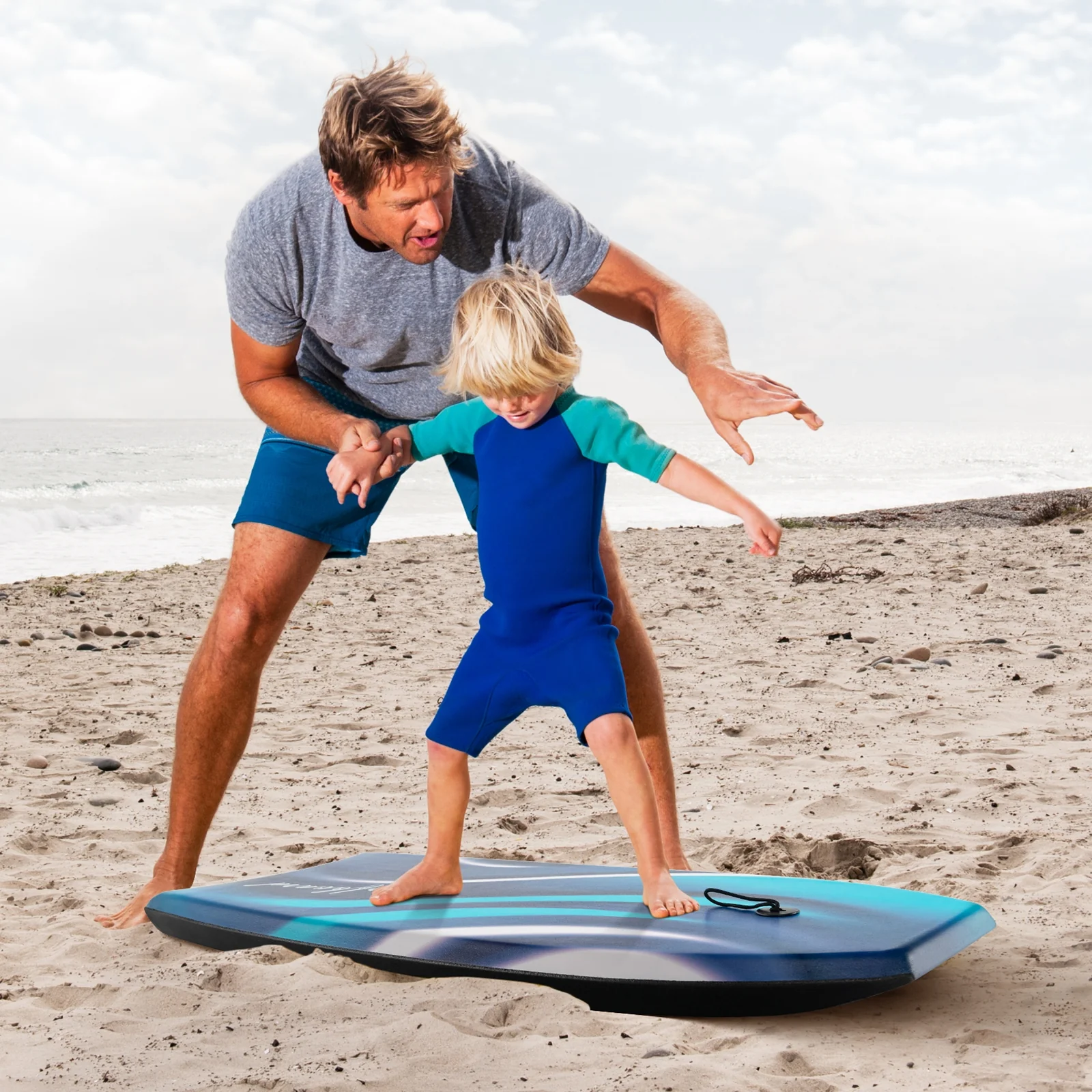33/37/41 Inch Lightweight Body Board, EPS Core XPE Deck HDPE Bottom, Blue - Image 7