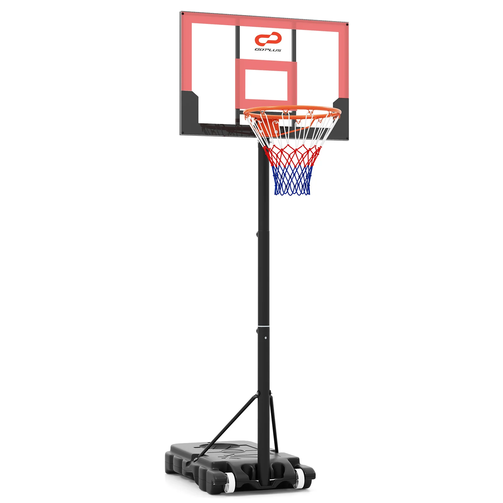 3.3-7 Feet Portable Adjustable Outdoor Kids Basketball Hoop Goal System-RE, Black & Red - Image 4