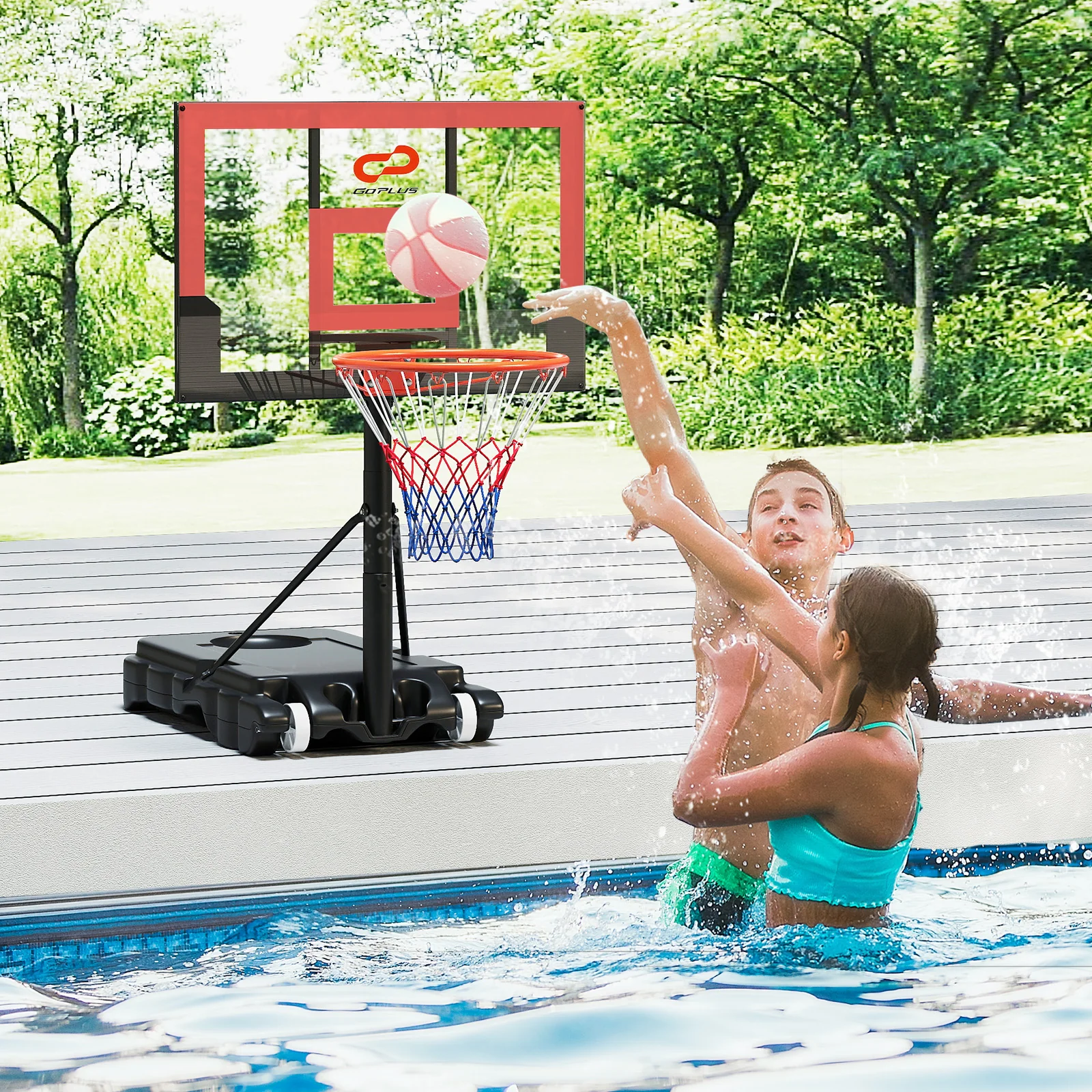 3.3-7 Feet Portable Adjustable Outdoor Kids Basketball Hoop Goal System-RE, Black & Red - Image 7