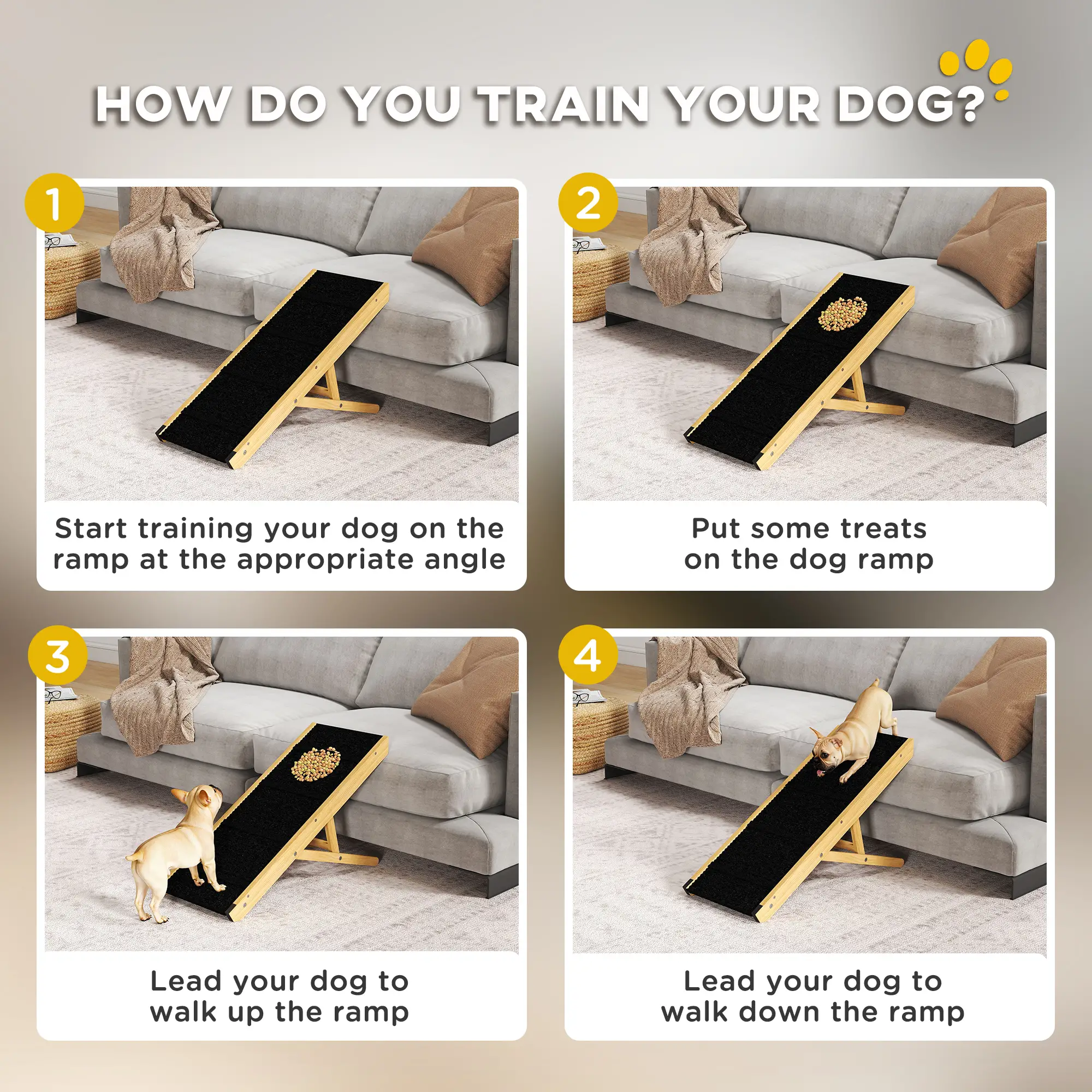 33 Foldable Dog Ramp, 4-Level Adjustable, Natural Wood - Image 10