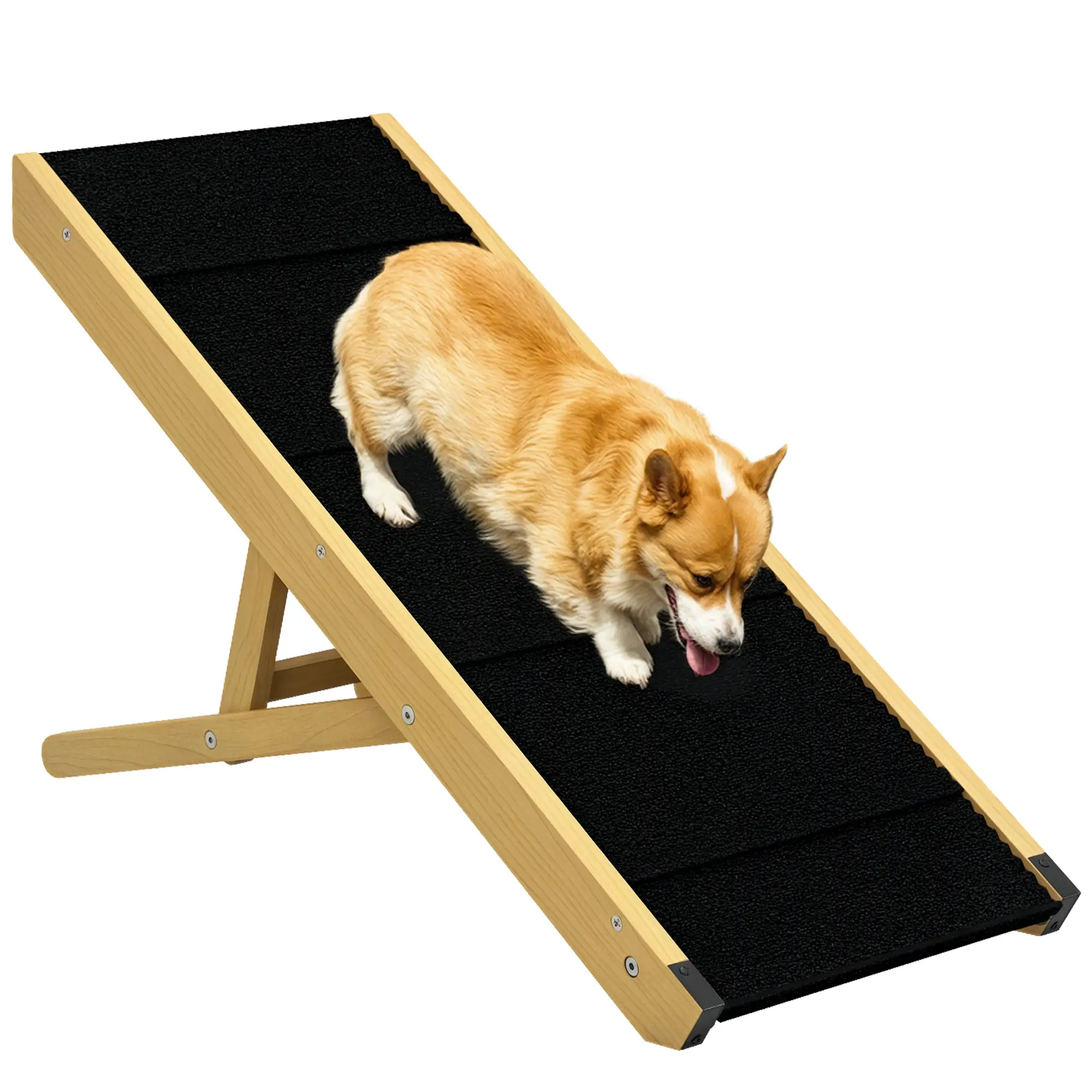 33 Foldable Dog Ramp, 4-Level Adjustable, Natural Wood - Image 11