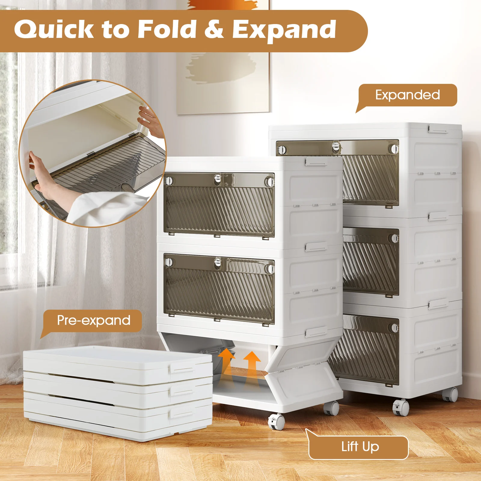 33 Gal Stackable Plastic Storage Bins, 3-Pack With Lid, White - Image 7