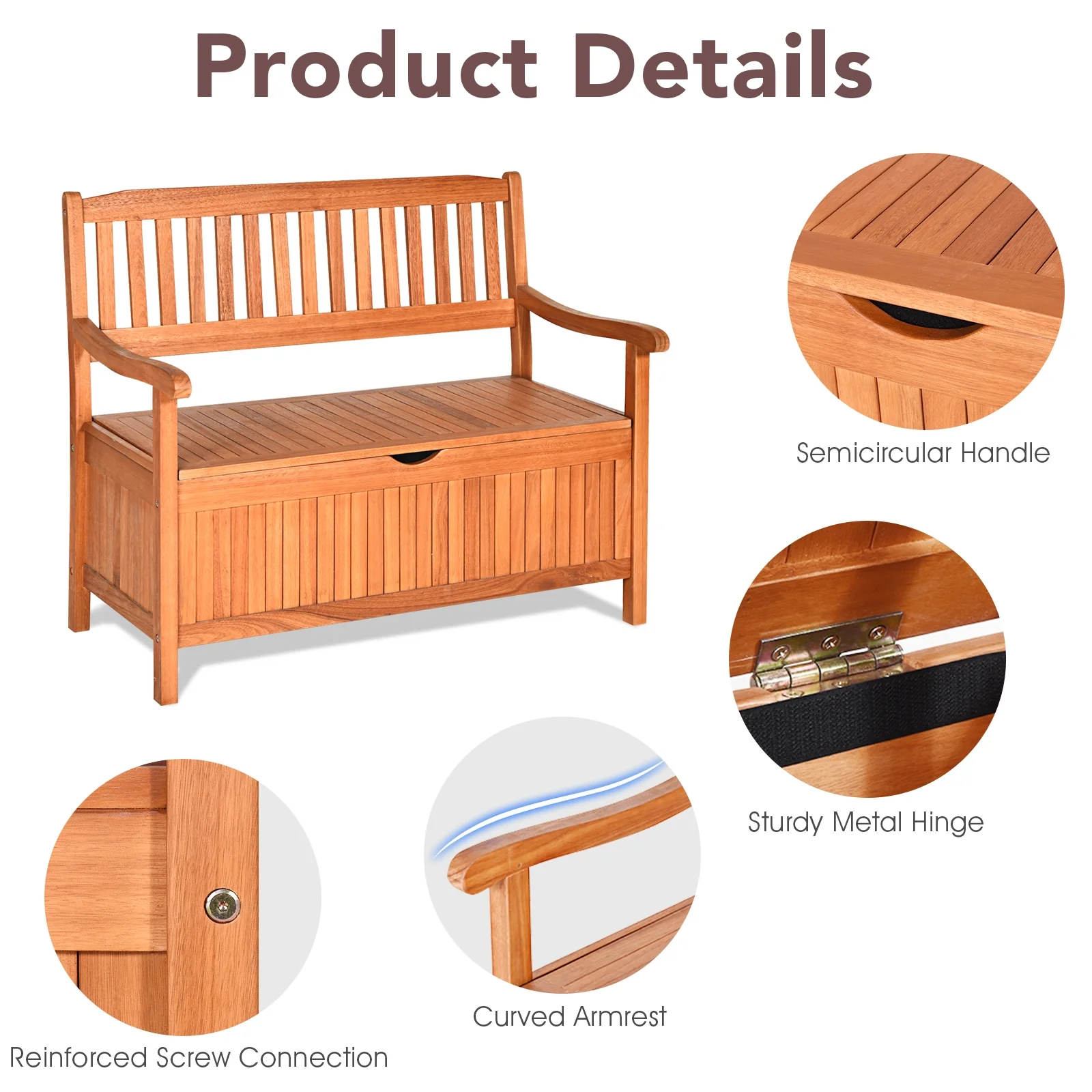 33 Gallon Wooden Storage Bench With Liner, Natural - Image 10