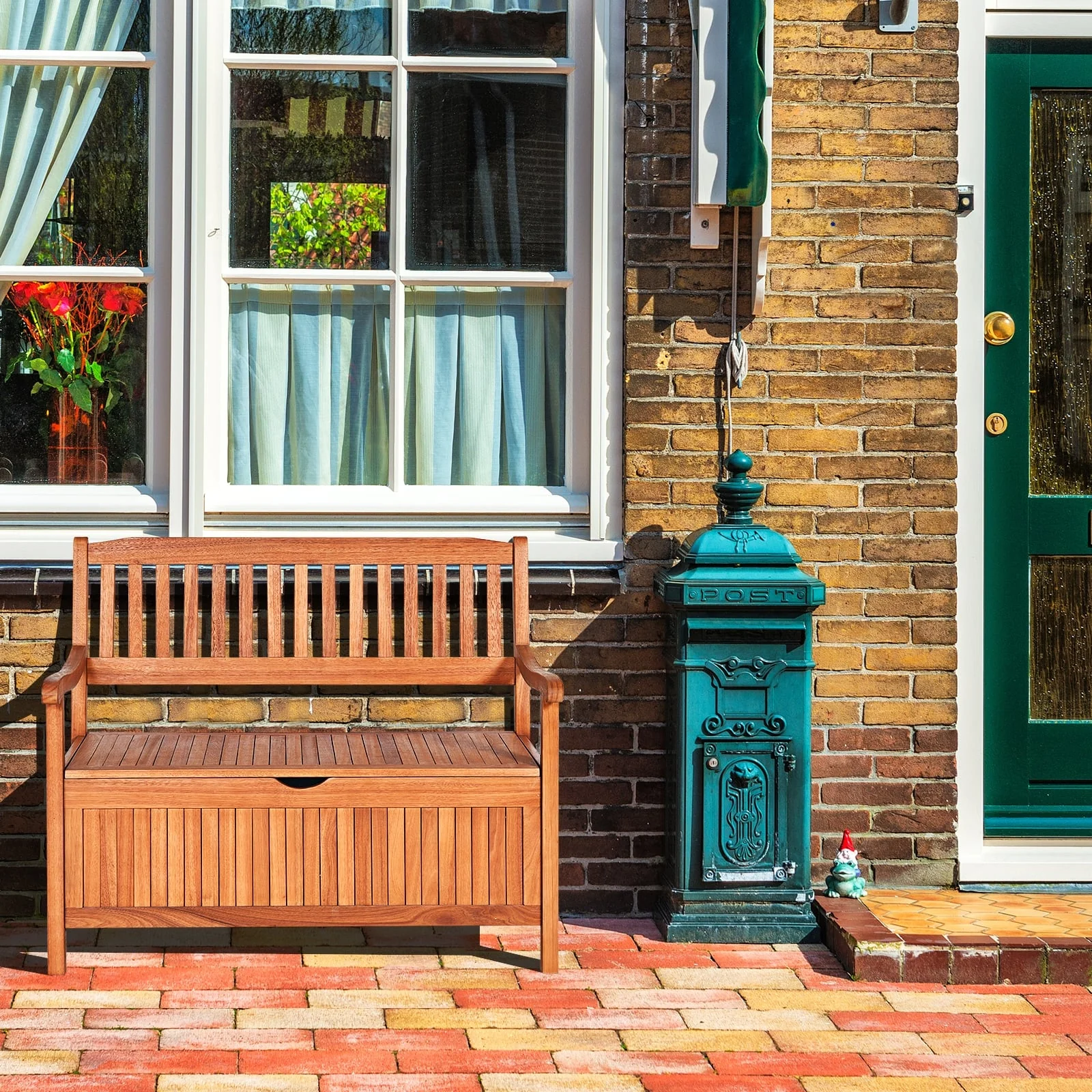 33 Gallon Wooden Storage Bench With Liner, Natural - Image 2