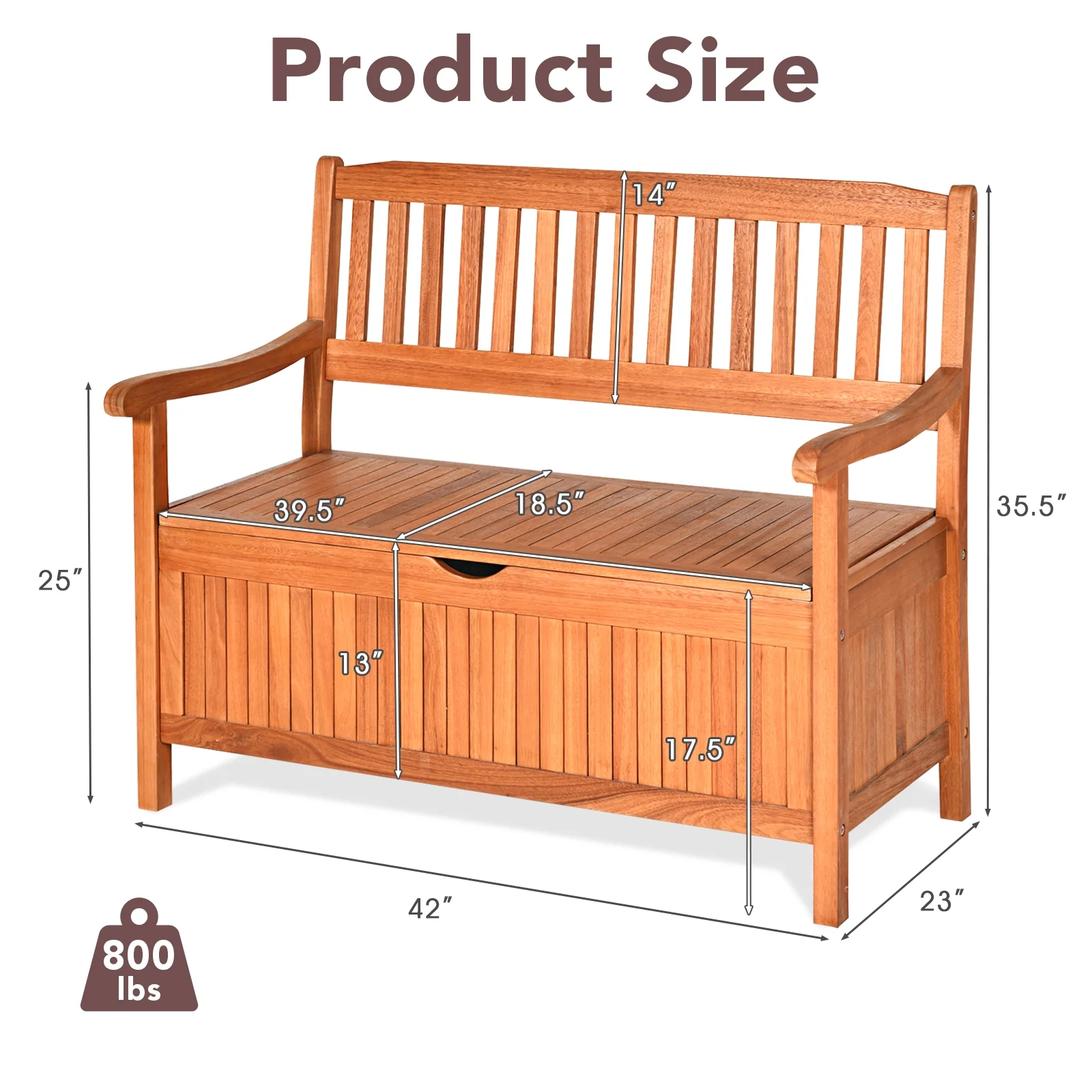 33 Gallon Wooden Storage Bench With Liner, Natural - Image 5