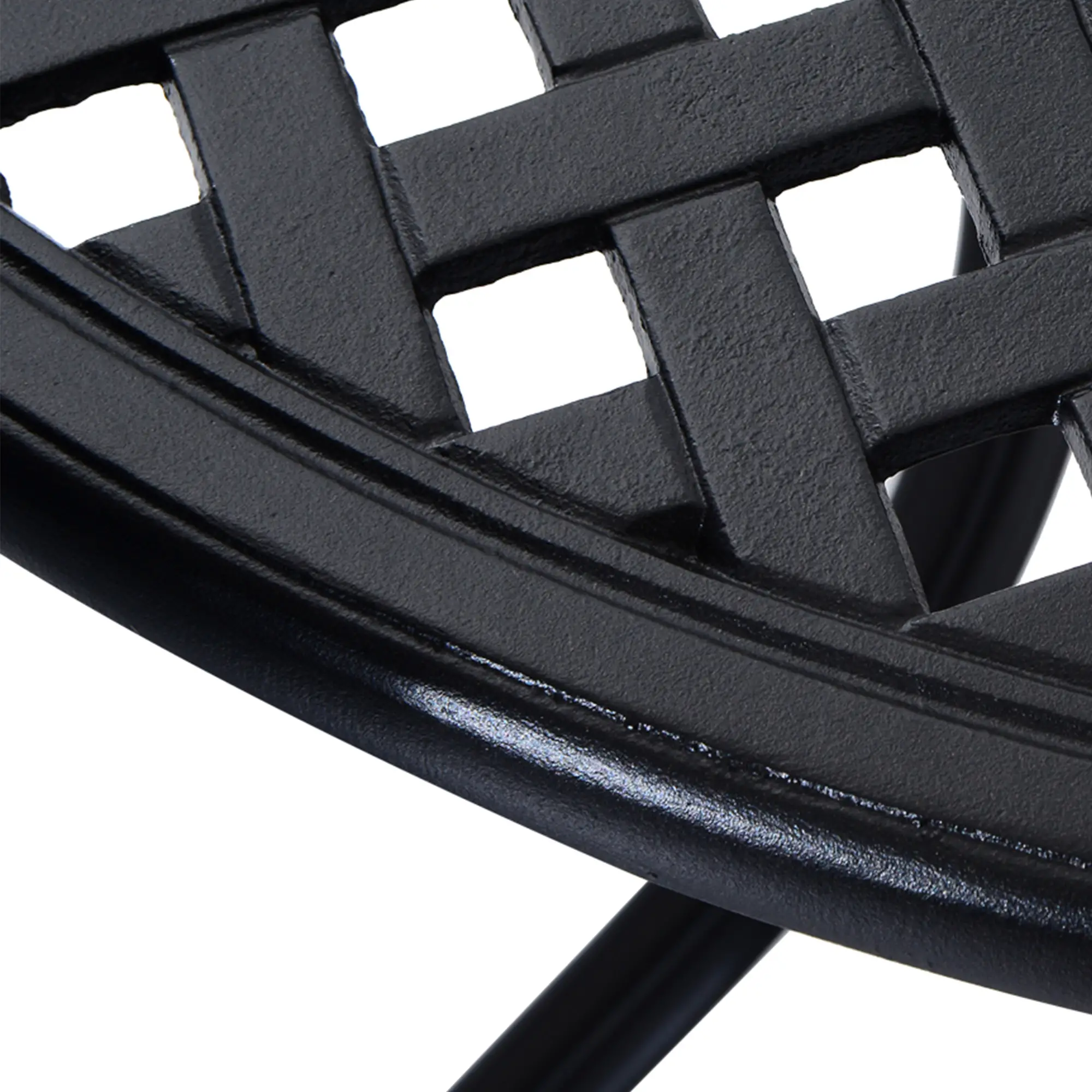 33-Inch Round Patio Dining Table with Umbrella Hole, Cast Aluminum, Black - Image 10