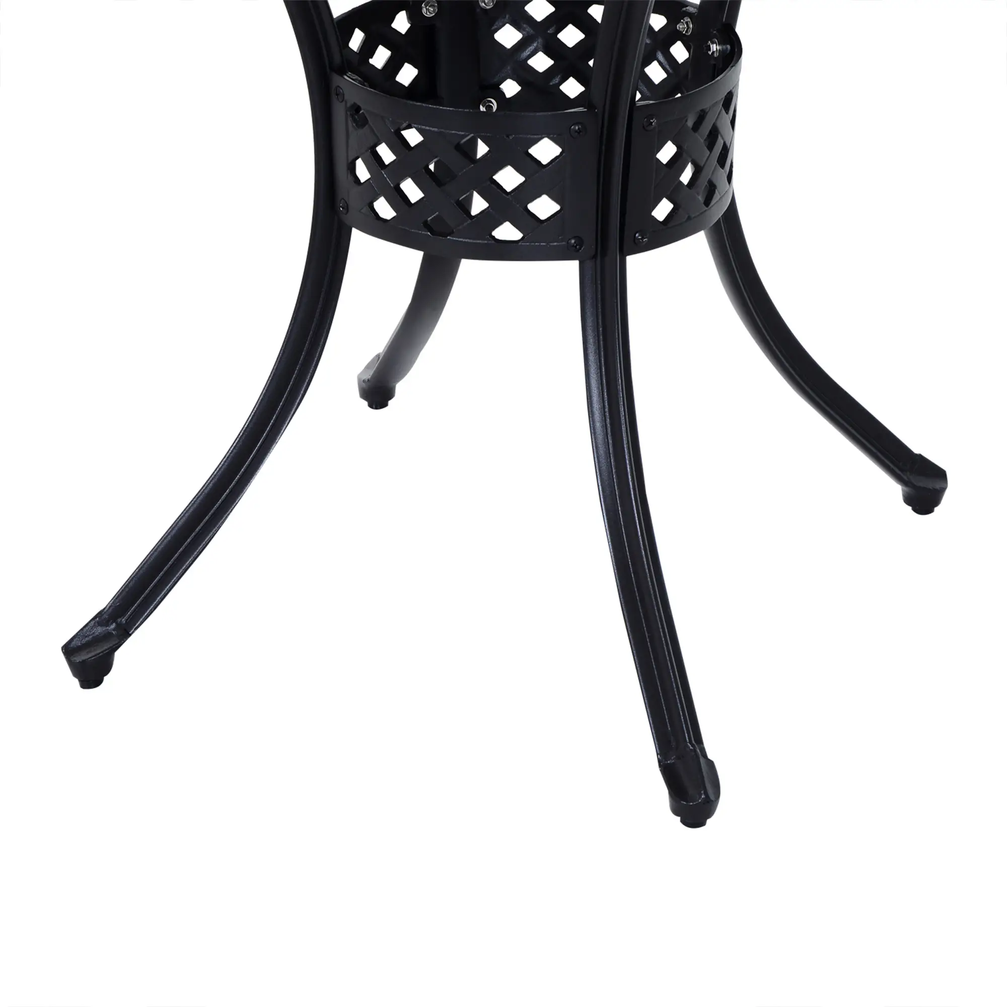 33-Inch Round Patio Dining Table with Umbrella Hole, Cast Aluminum, Black - Image 9
