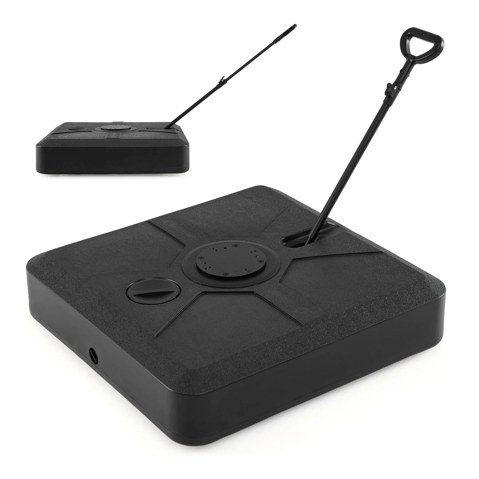 330 lbs Weighted Cantilever Umbrella Base, Wheels, Retractable Pull Rod, Black