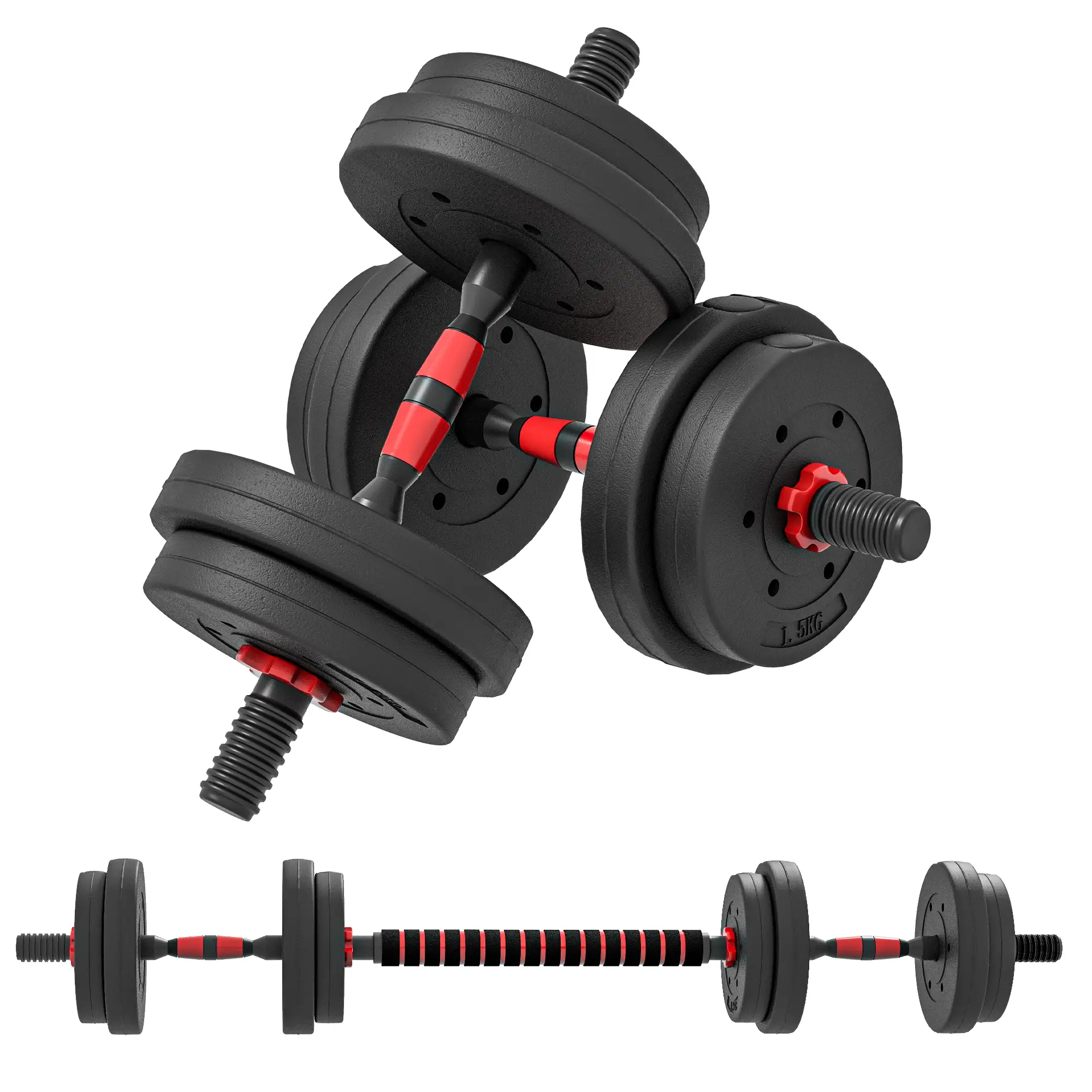 33lbs Adjustable Dumbbell Set, Hand Weights for Fitness, Black and Red - Image 11