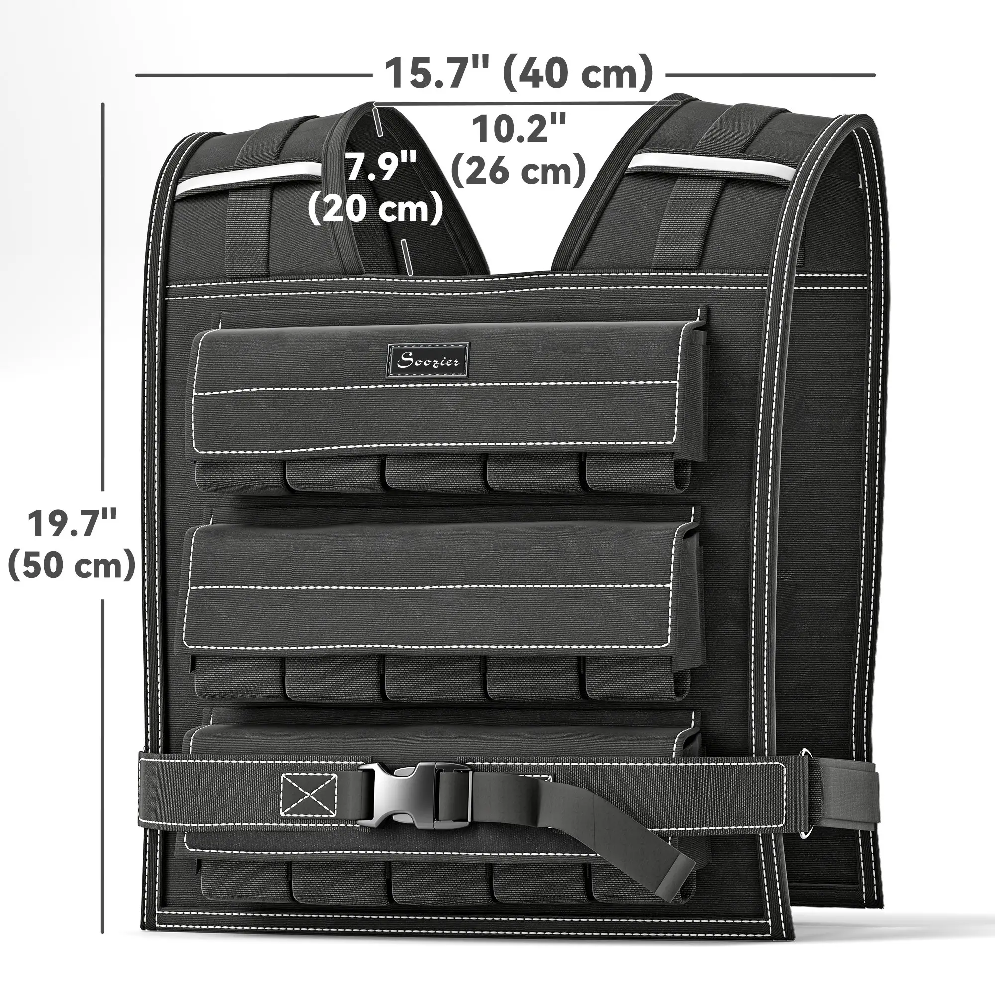 33LBS Adjustable Weighted Vest, Reflective Strips, Snug Fit for Running Training - Image 3