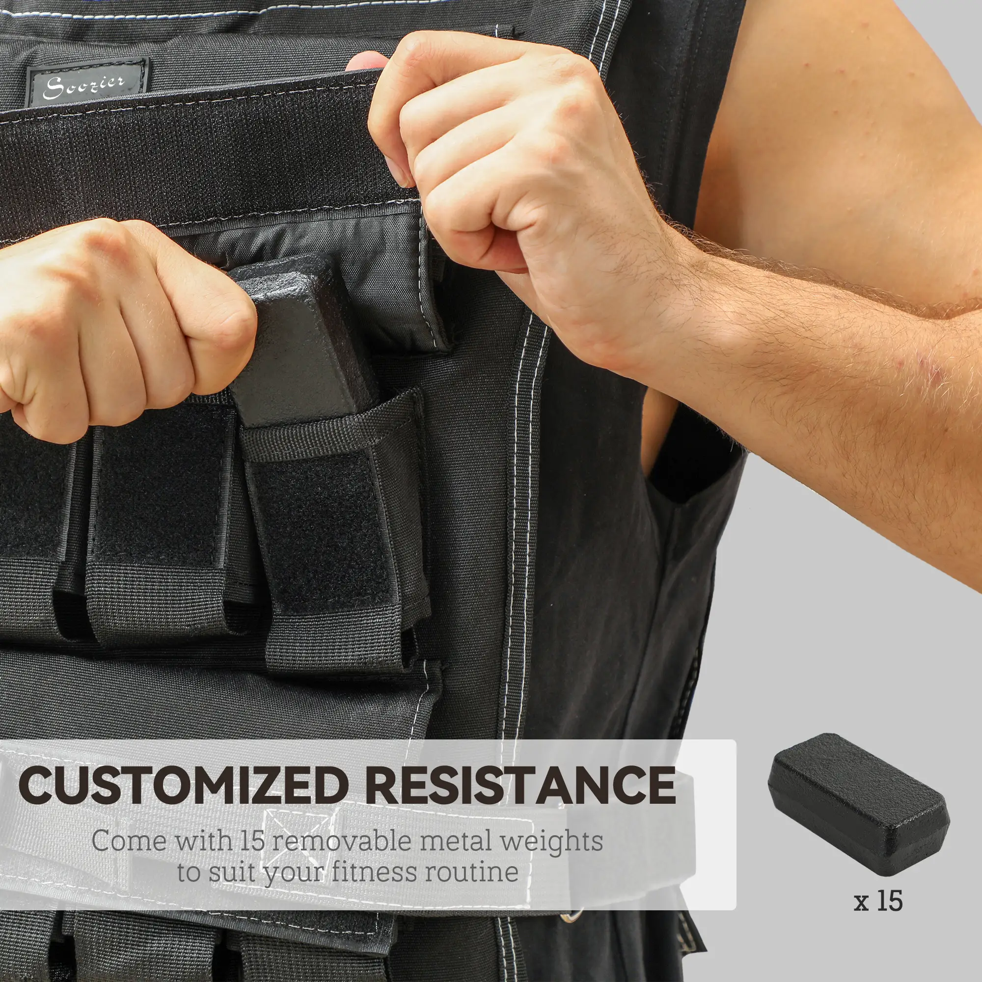 33LBS Adjustable Weighted Vest, Reflective Strips, Snug Fit for Running Training - Image 4