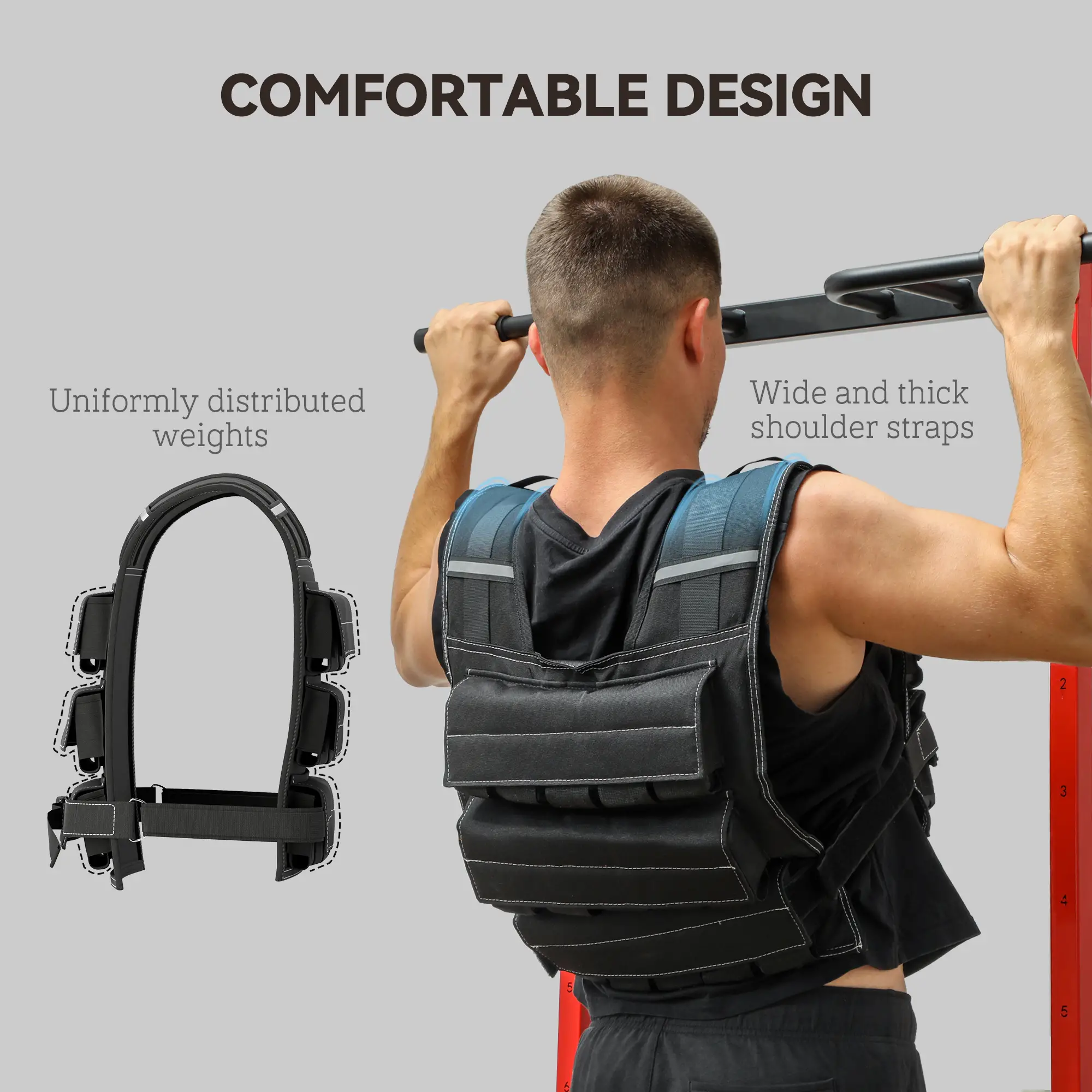 33LBS Adjustable Weighted Vest, Reflective Strips, Snug Fit for Running Training - Image 6