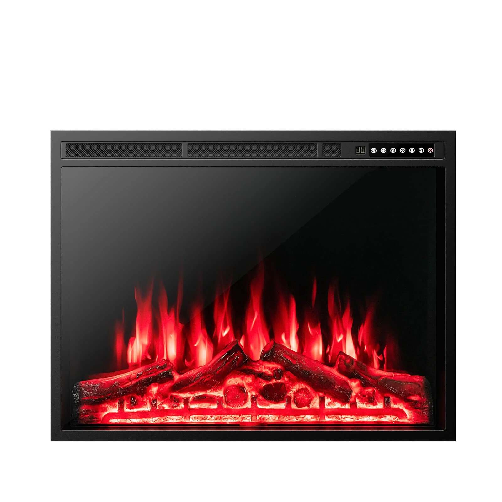 34/37 Inch Electric Fireplace, Recessed, Adjustable Flames, Black - Image 2