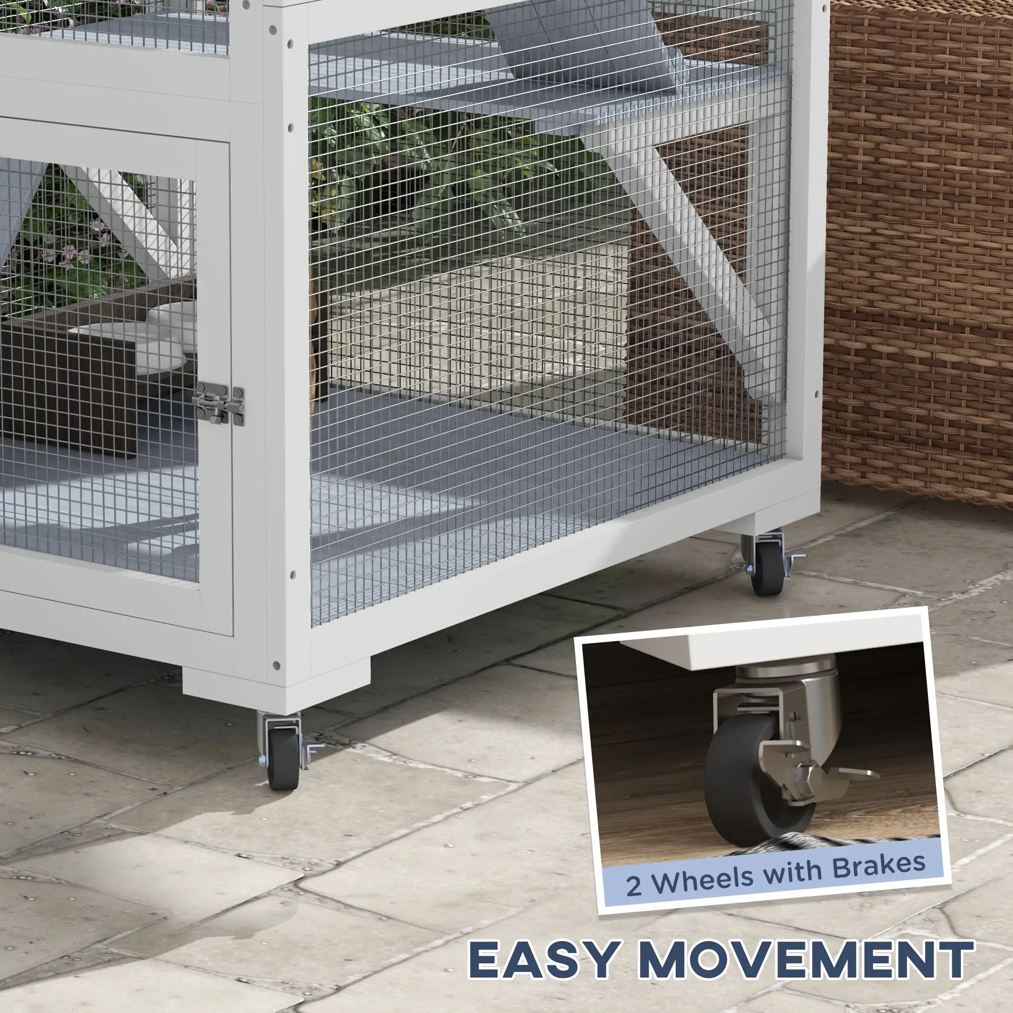 34" L Cat Enclosure on Wheels, Hammock, Platforms, Grey - Image 5
